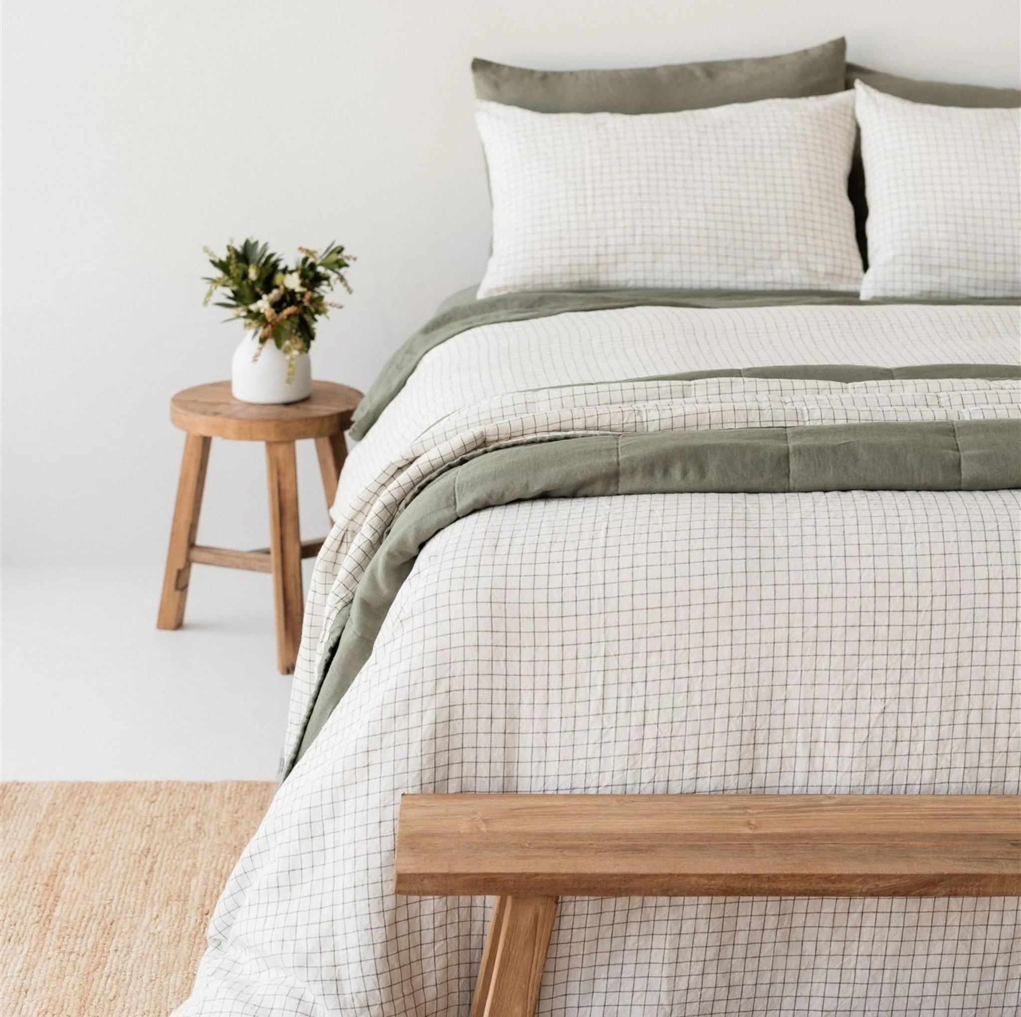 Cactus Grid Linen Duvet - Image 4