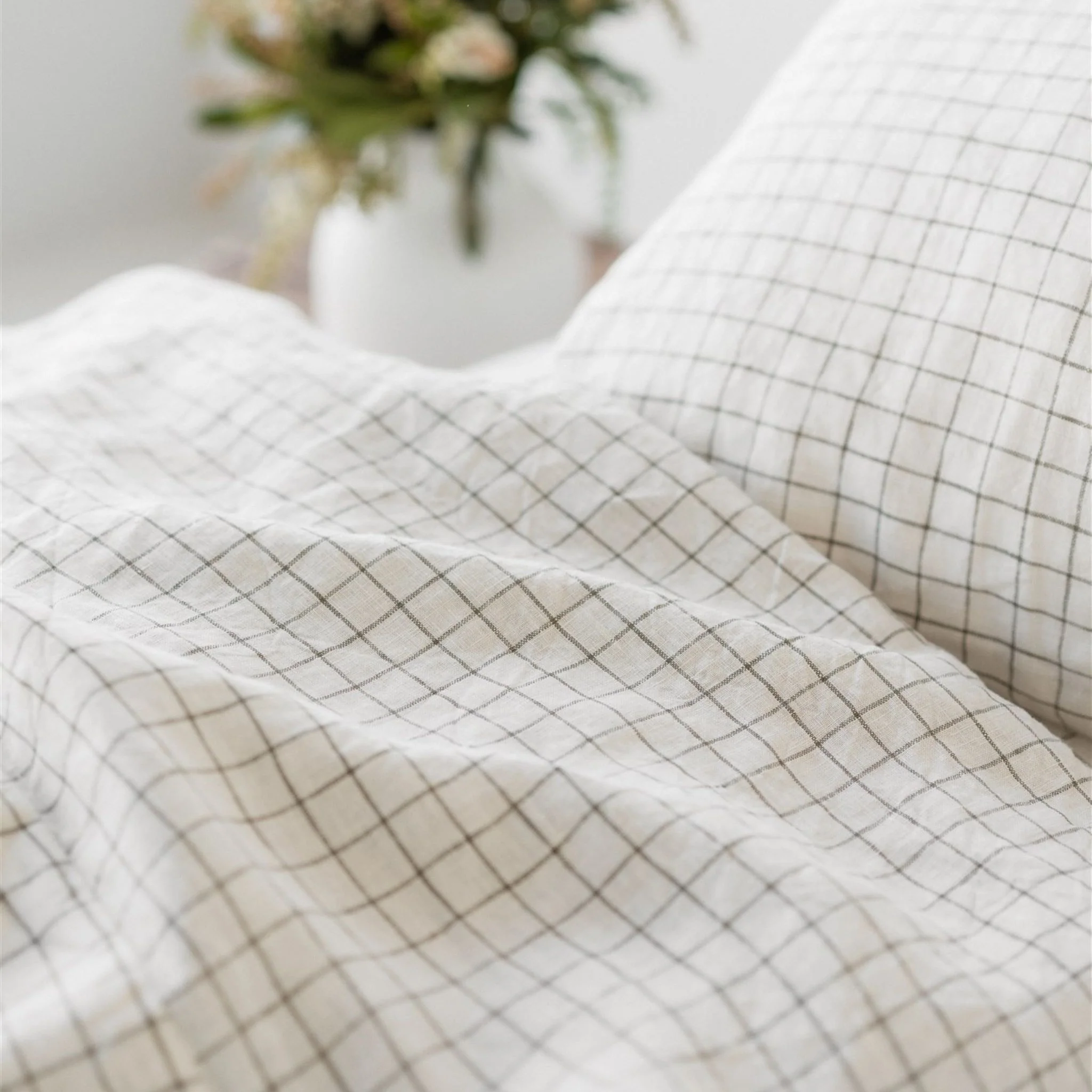 Cactus Grid Linen Duvet - Image 5