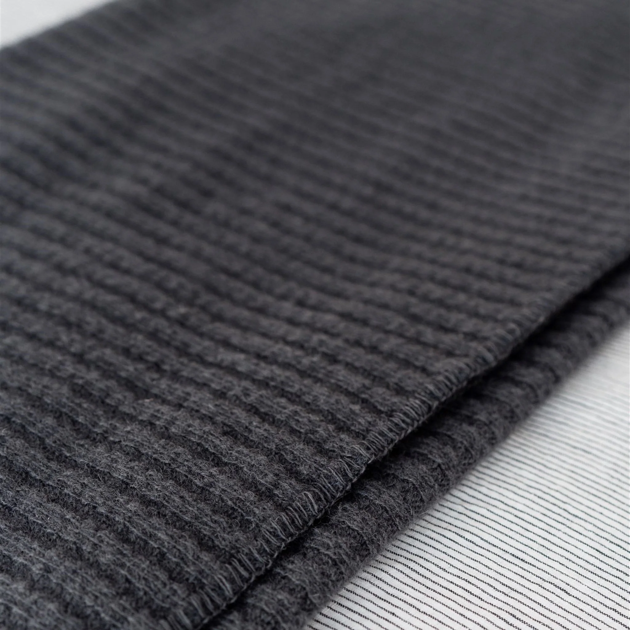 Charcoal Ribbed Wool Throw Blanket - Image 4