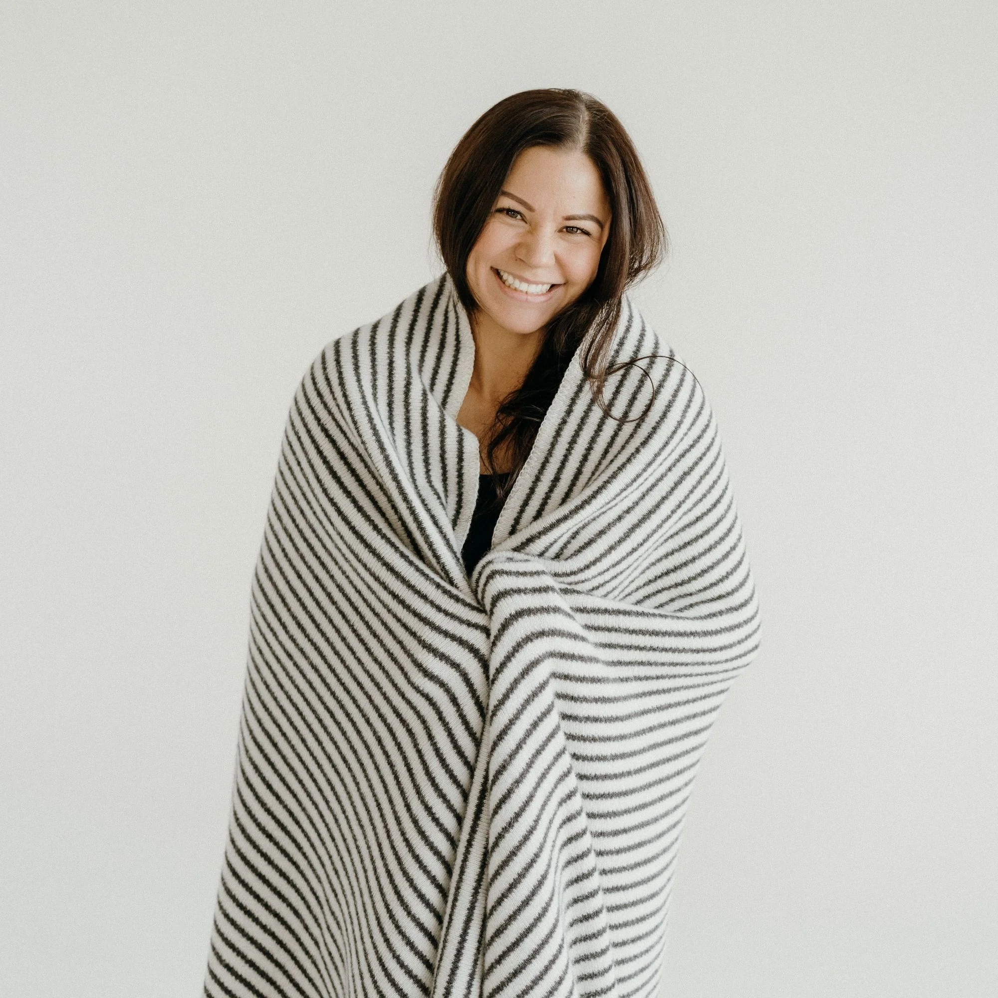 Charcoal Stripes Wool Throw Blanket - Image 3