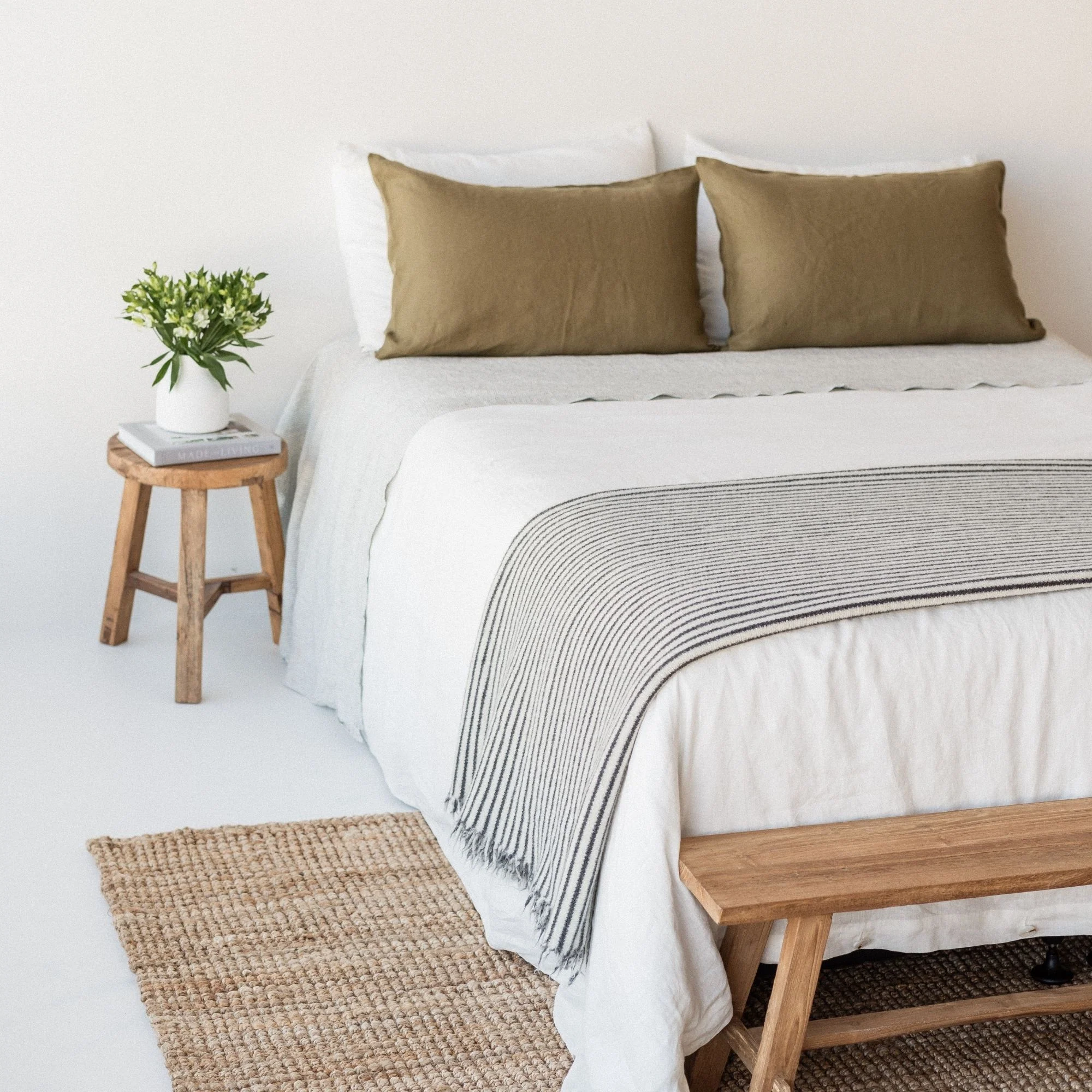 Charcoal Stripes Wool Throw Blanket - Image 5