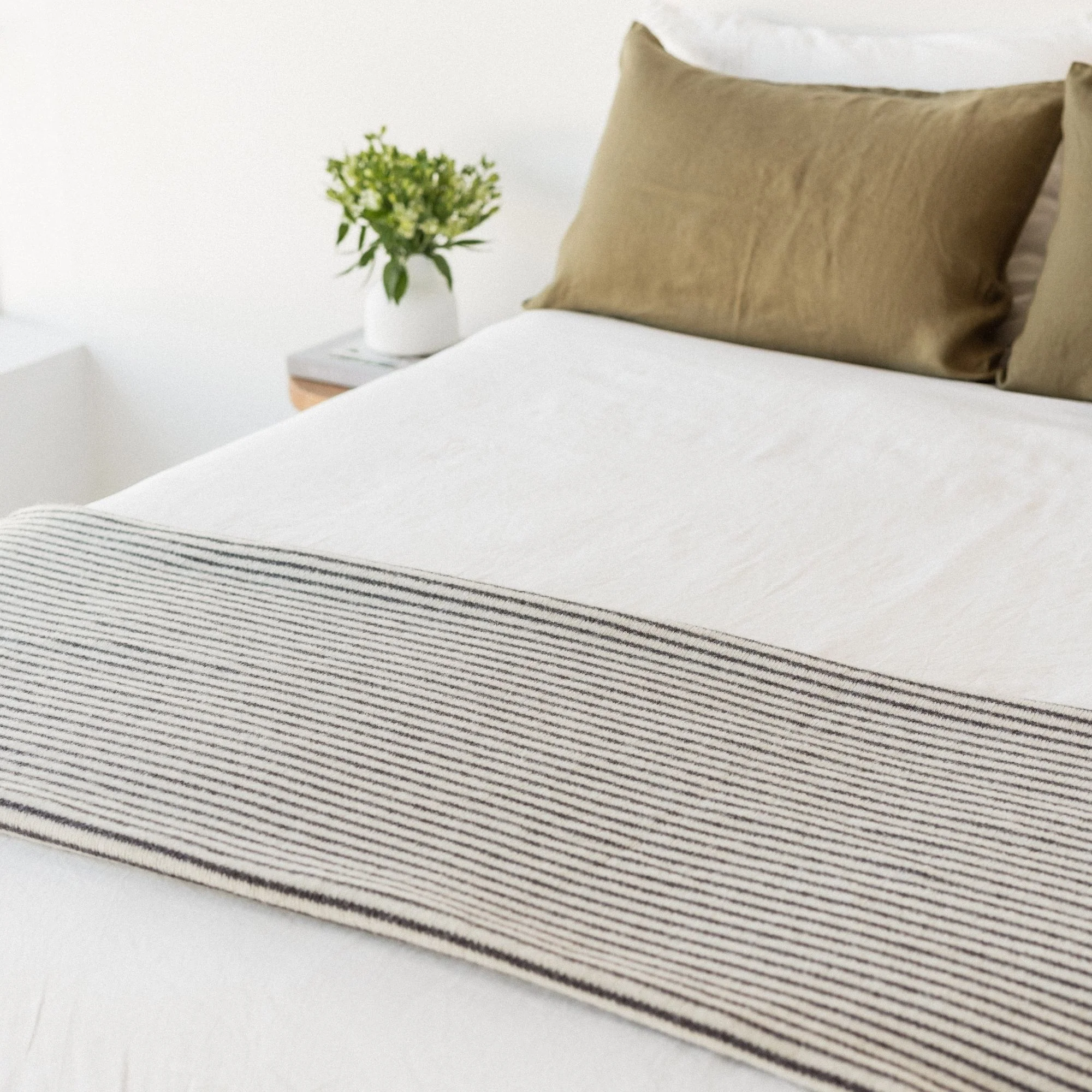 Charcoal Stripes Wool Throw Blanket - Image 6