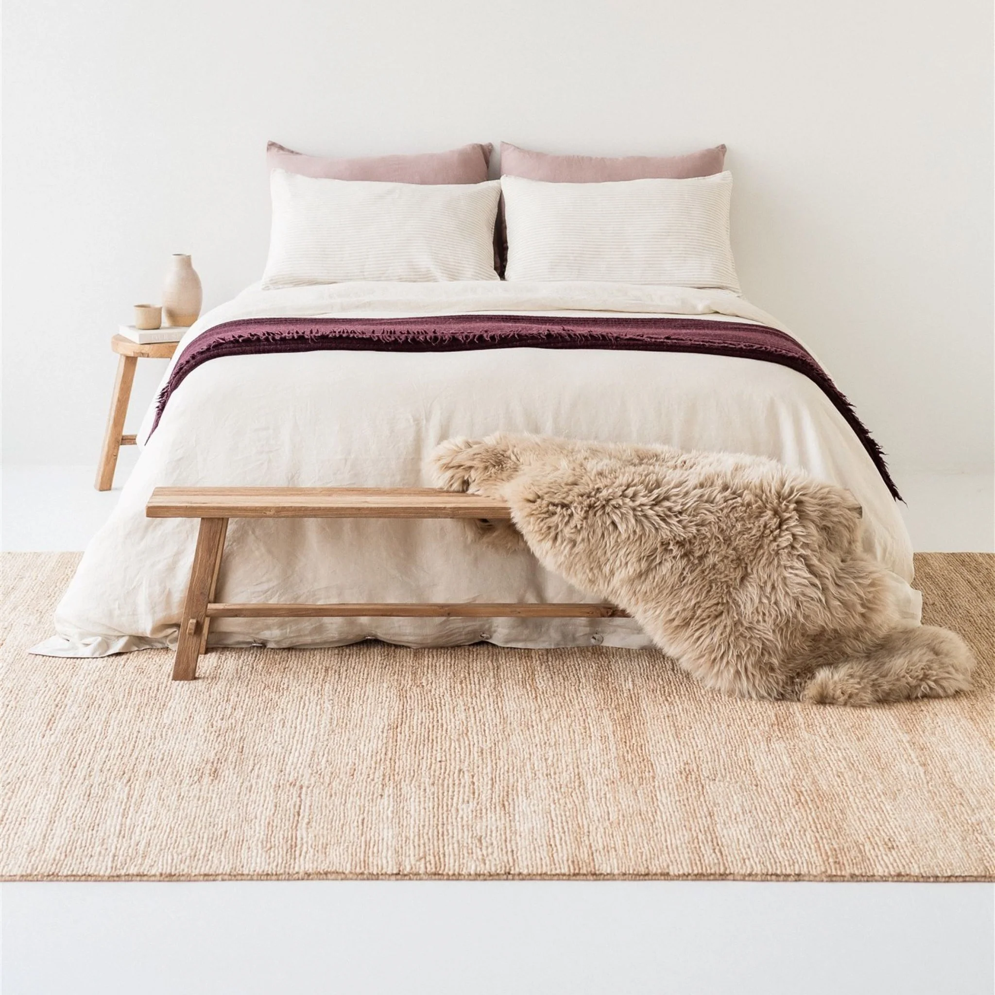 Fig Ribbed Wool Throw Blanket - Image 3