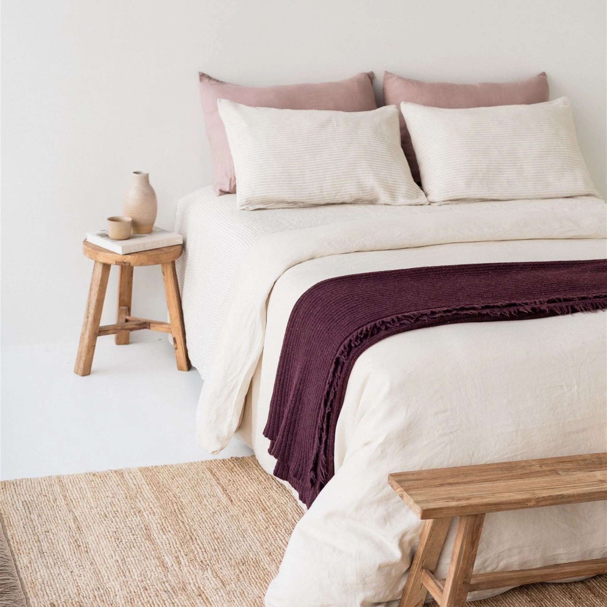 Fig Ribbed Wool Throw Blanket - Image 4