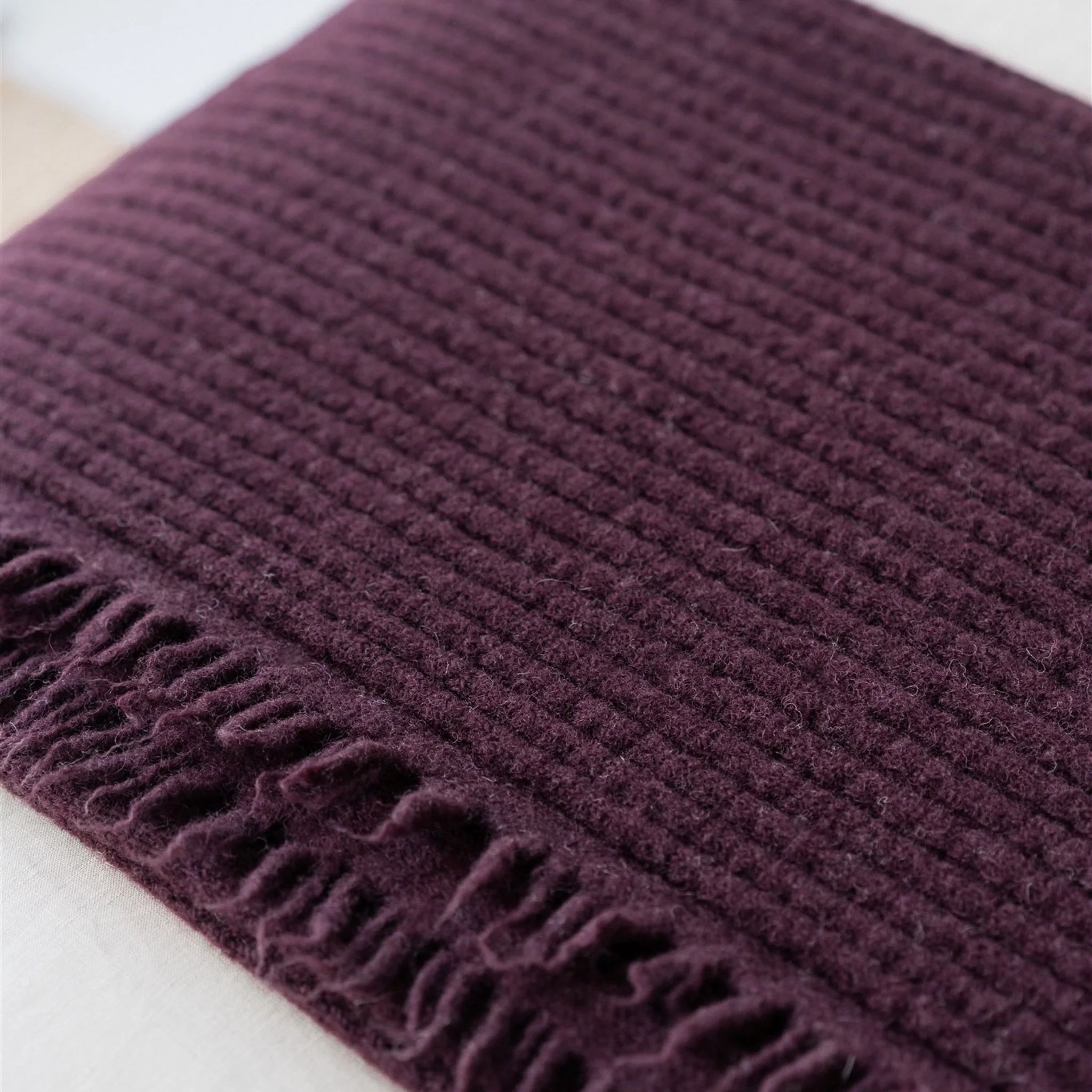 Fig Ribbed Wool Throw Blanket - Image 5