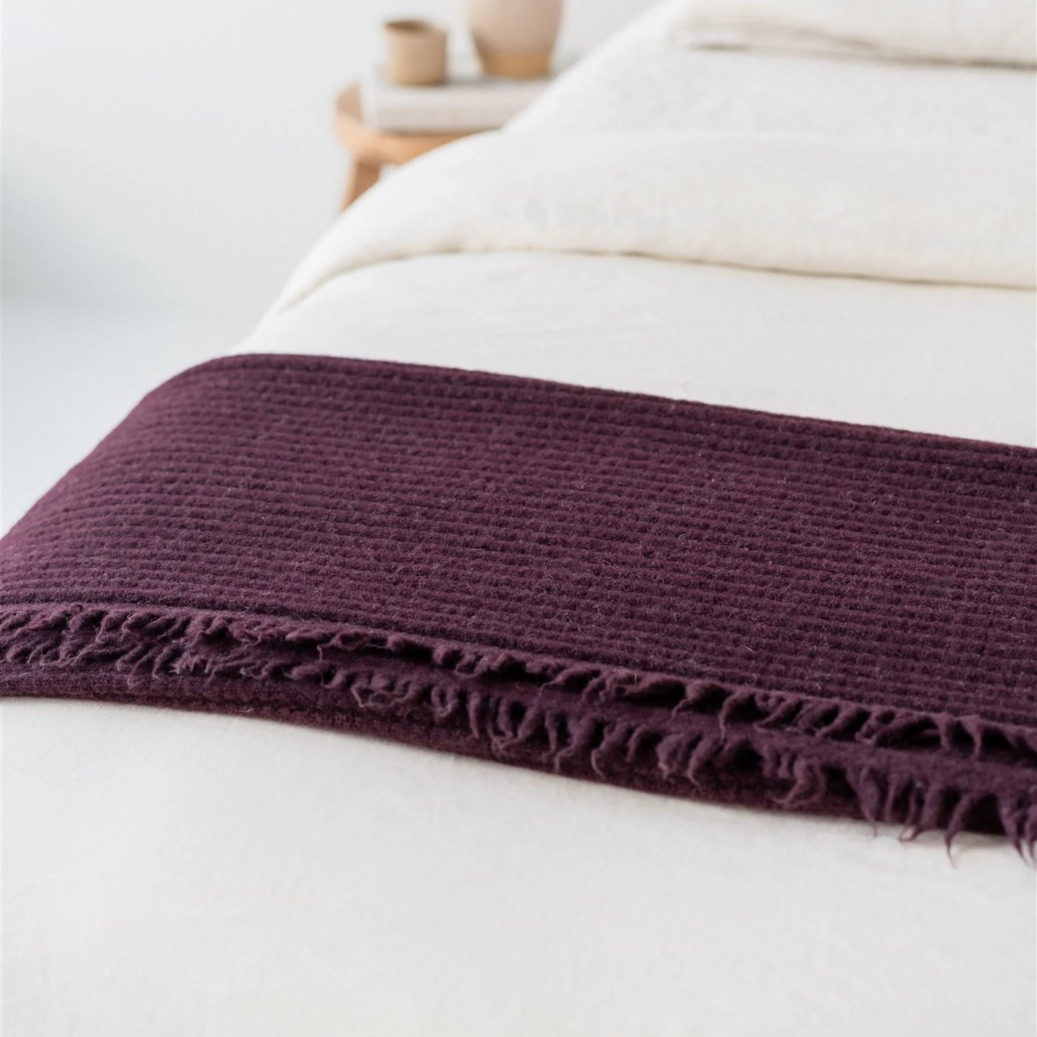 Fig Ribbed Wool Throw Blanket - Image 6