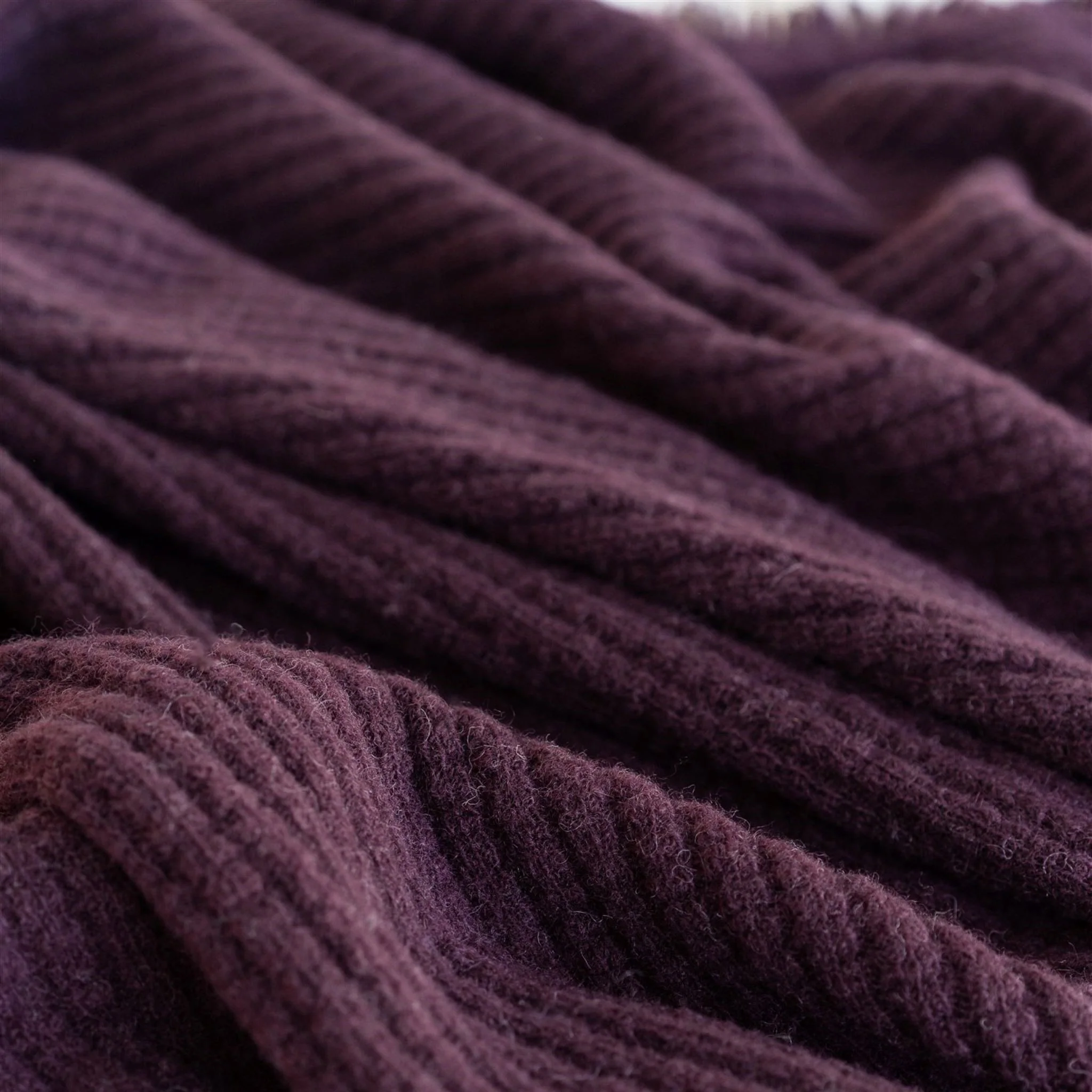 Fig Ribbed Wool Throw Blanket - Image 8