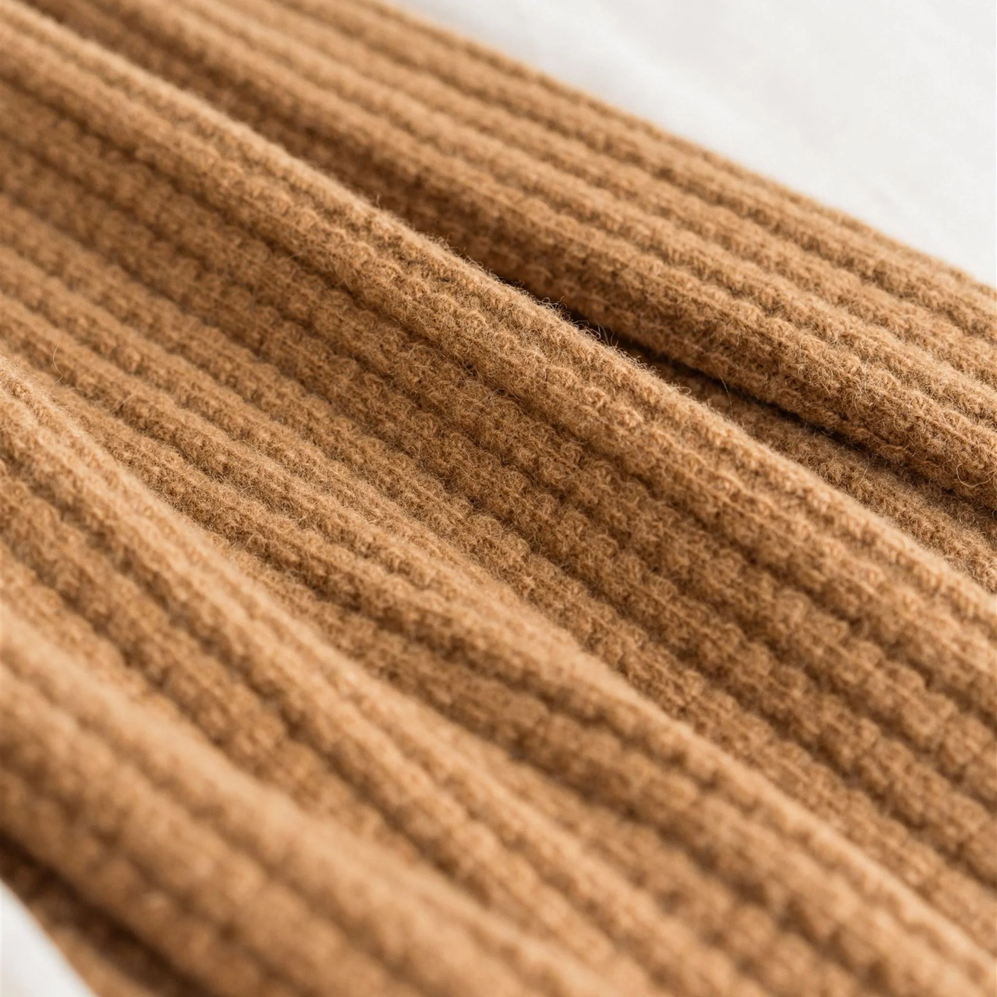 Ginger Honey Ribbed Wool Throw Blanket - Image 11