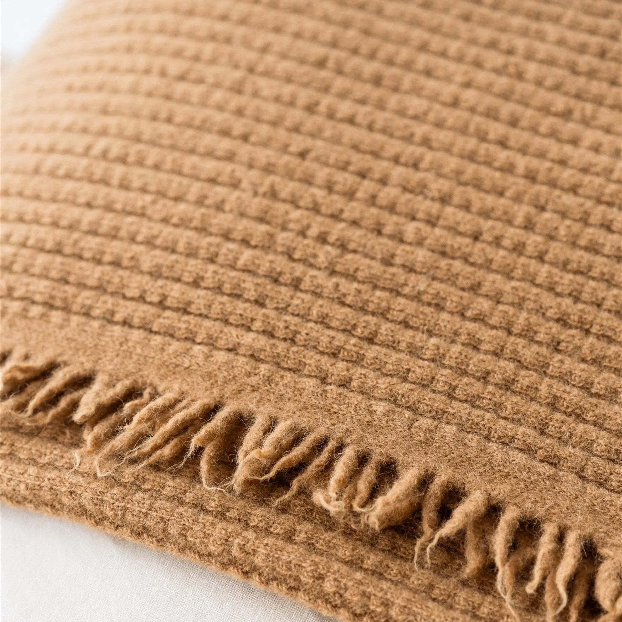 Ginger Honey Ribbed Wool Throw Blanket - Image 12