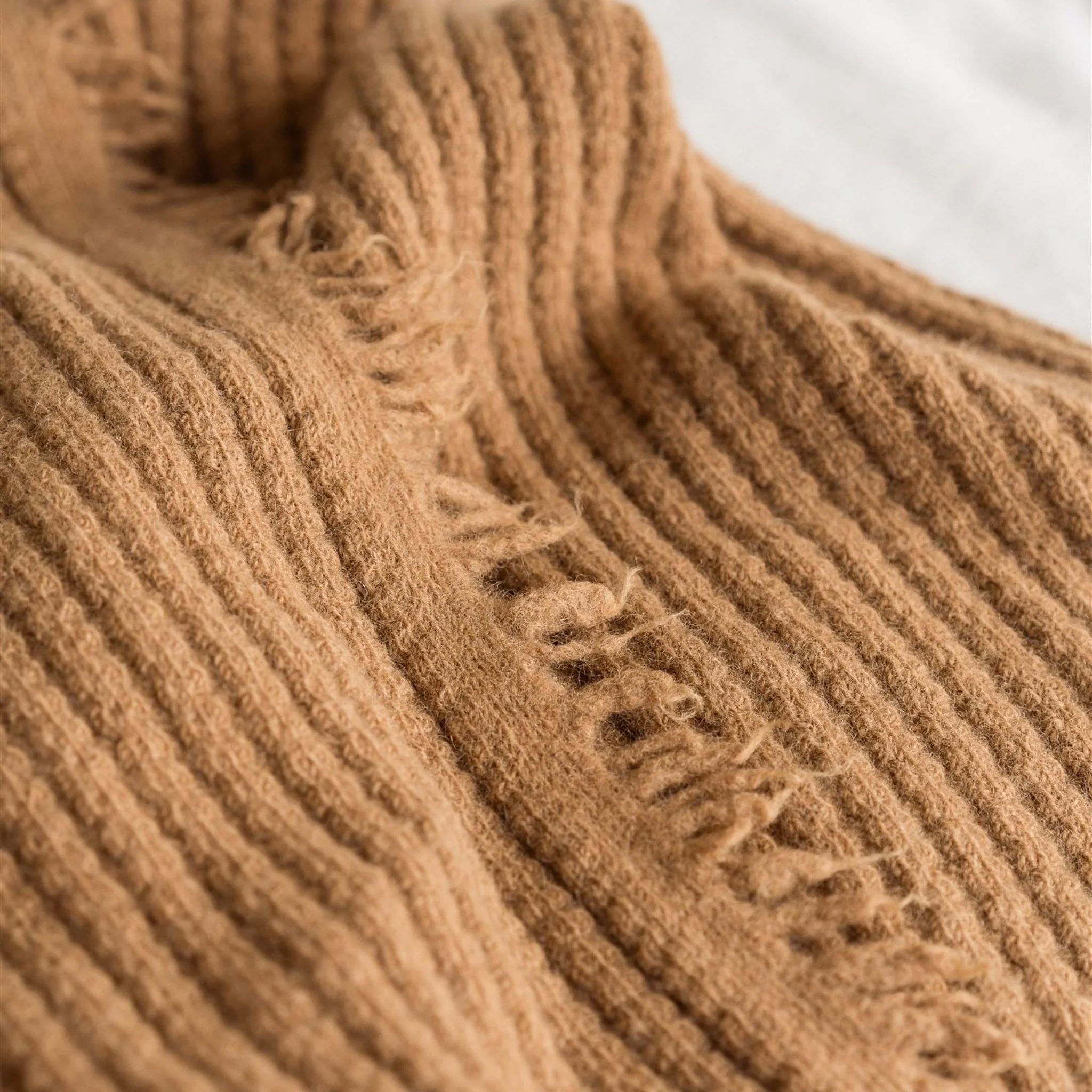 Ginger Honey Ribbed Wool Throw Blanket - Image 13