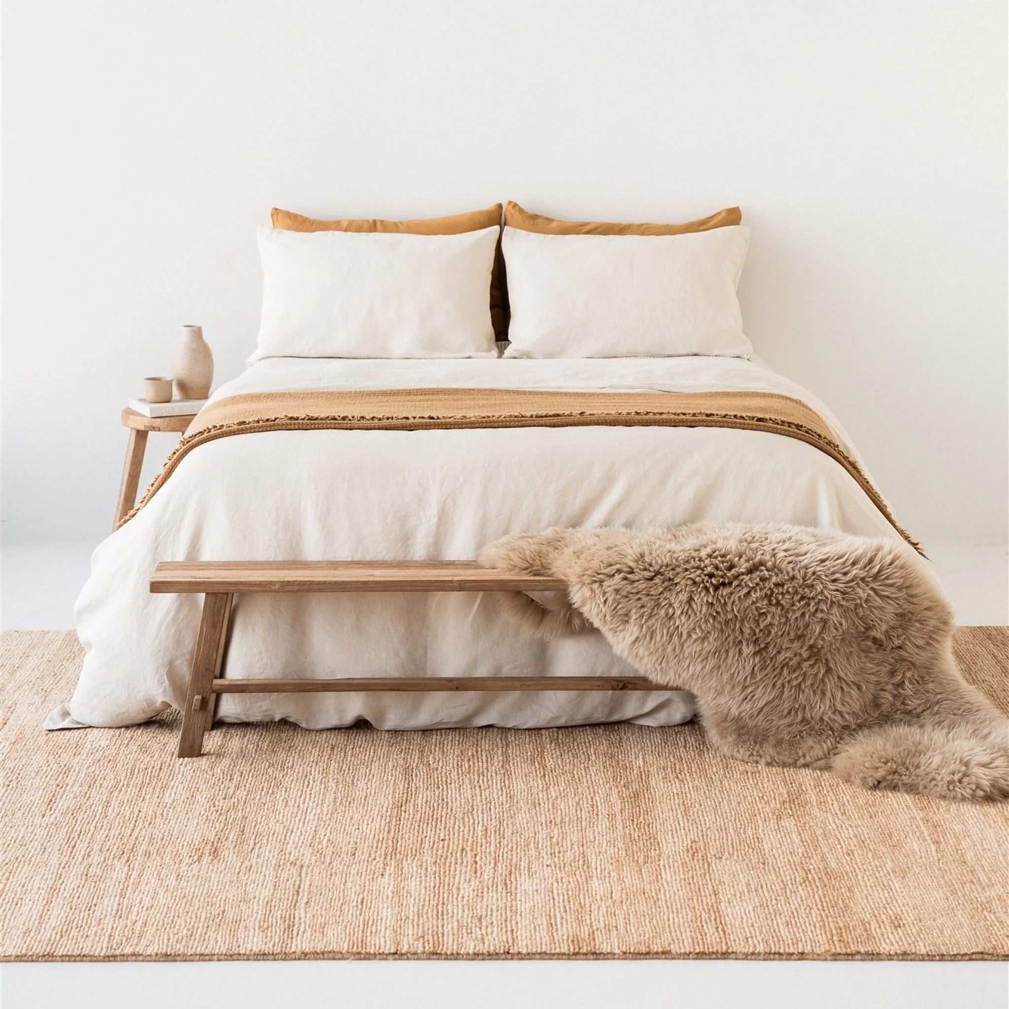 Ginger Honey Ribbed Wool Throw Blanket - Image 3