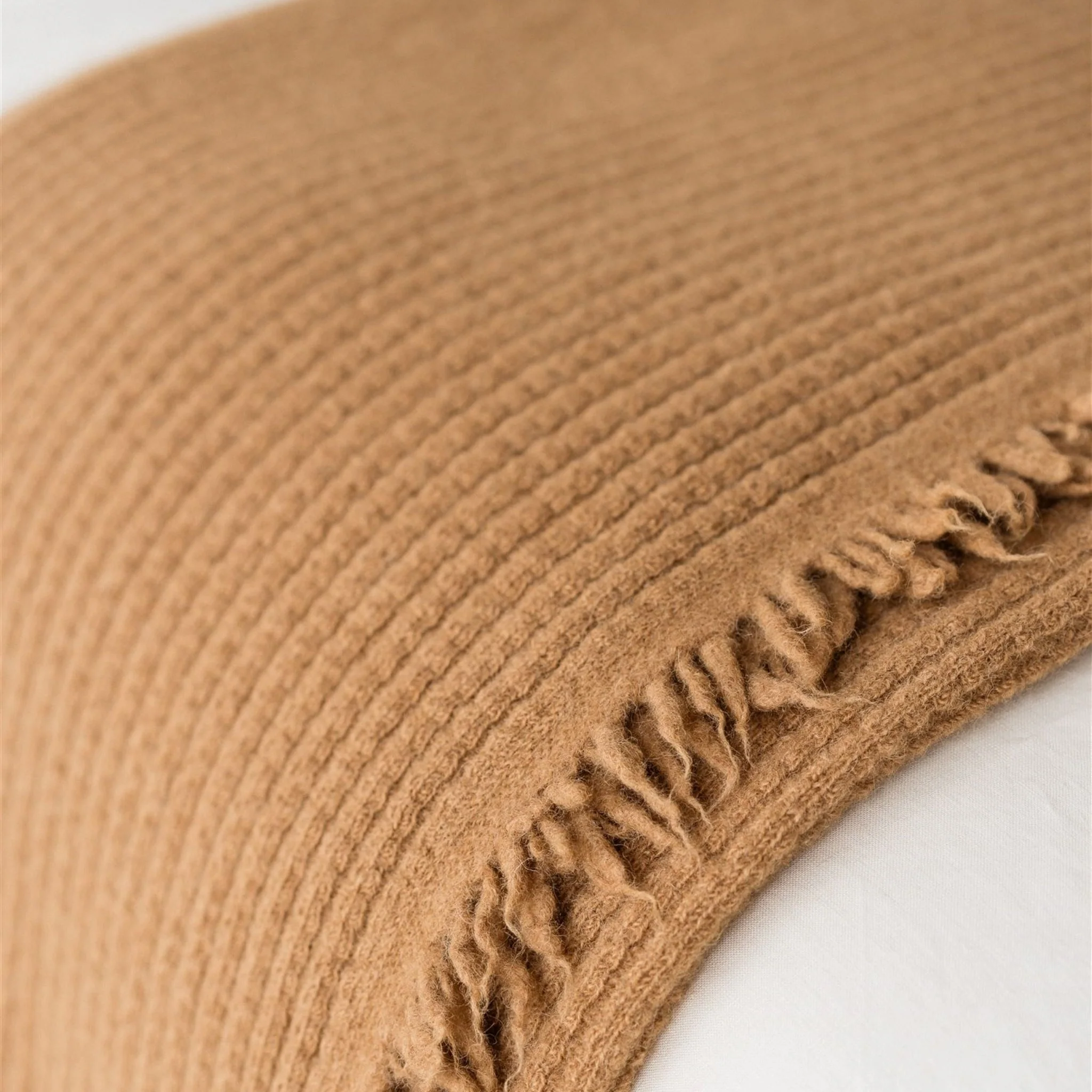 Ginger Honey Ribbed Wool Throw Blanket - Image 5