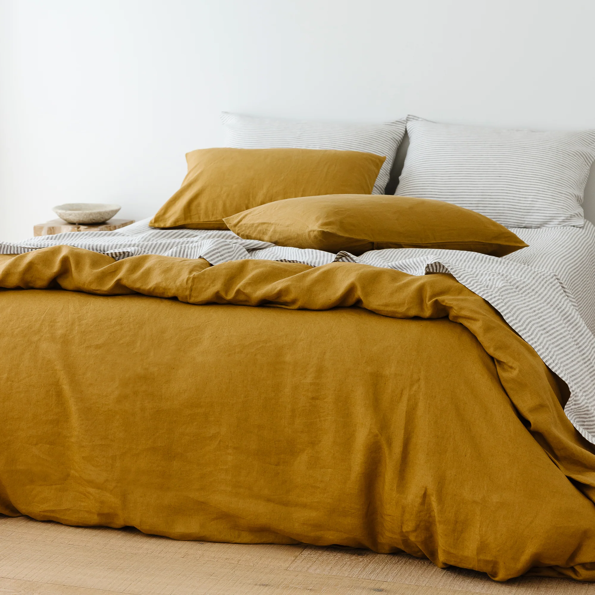 Grey Stripes Linen Fitted Sheet - Image 17