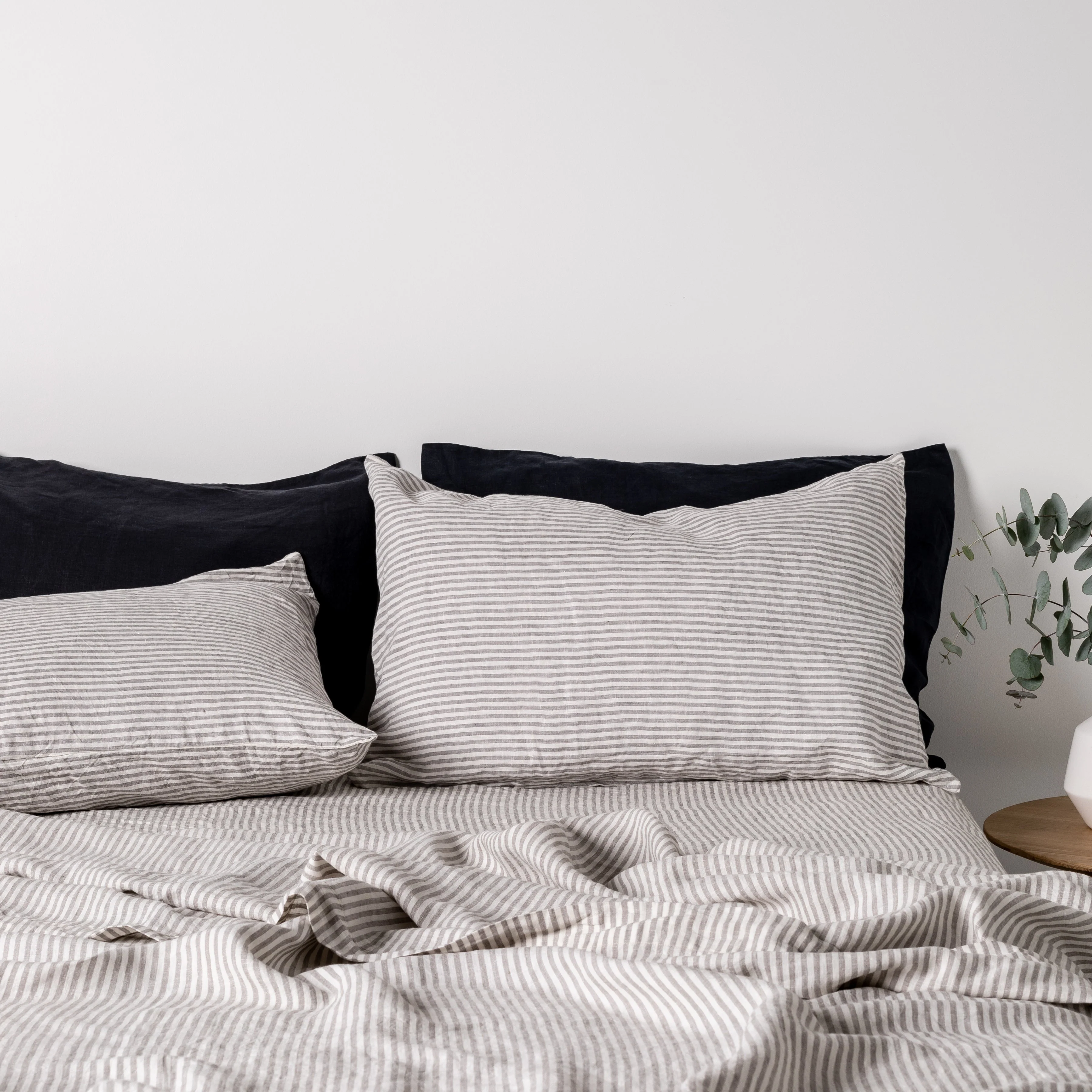 Grey Stripes Linen Fitted Sheet - Image 5