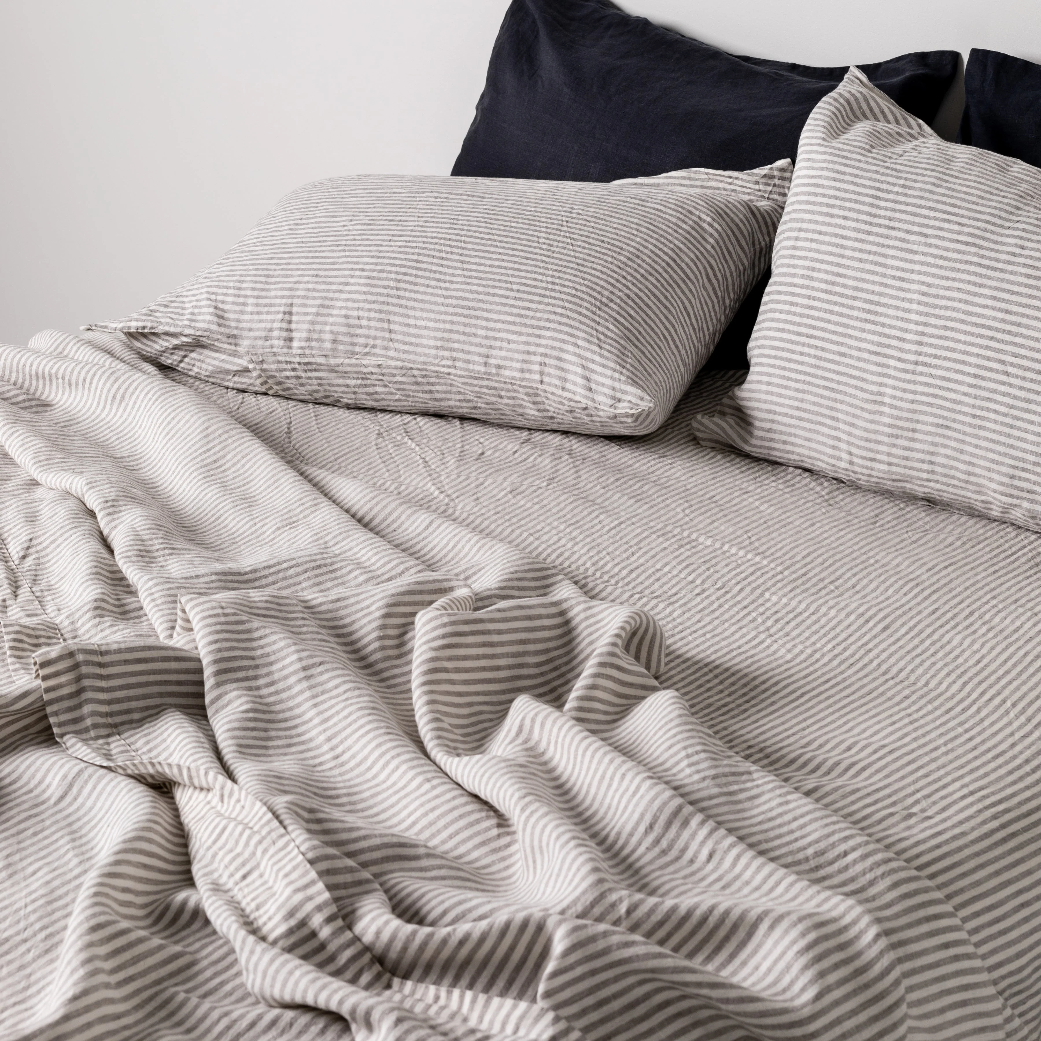 Grey Stripes Linen Pillowcases - Image 14