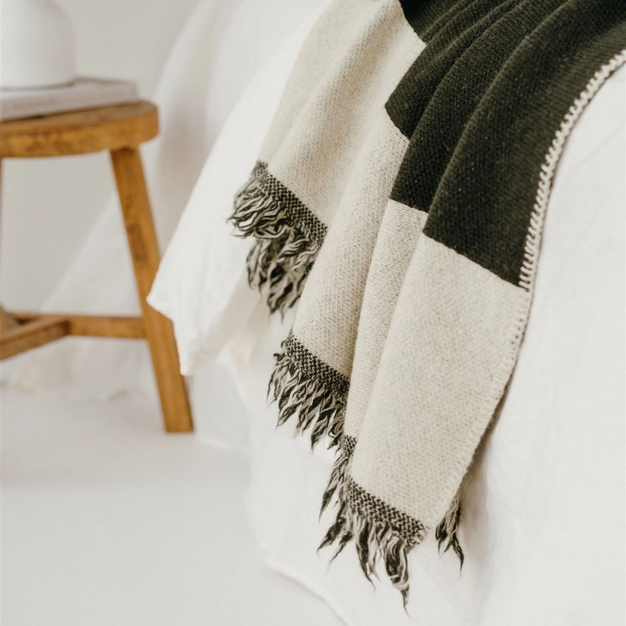 Moss Green Wool Blanket - Image 3