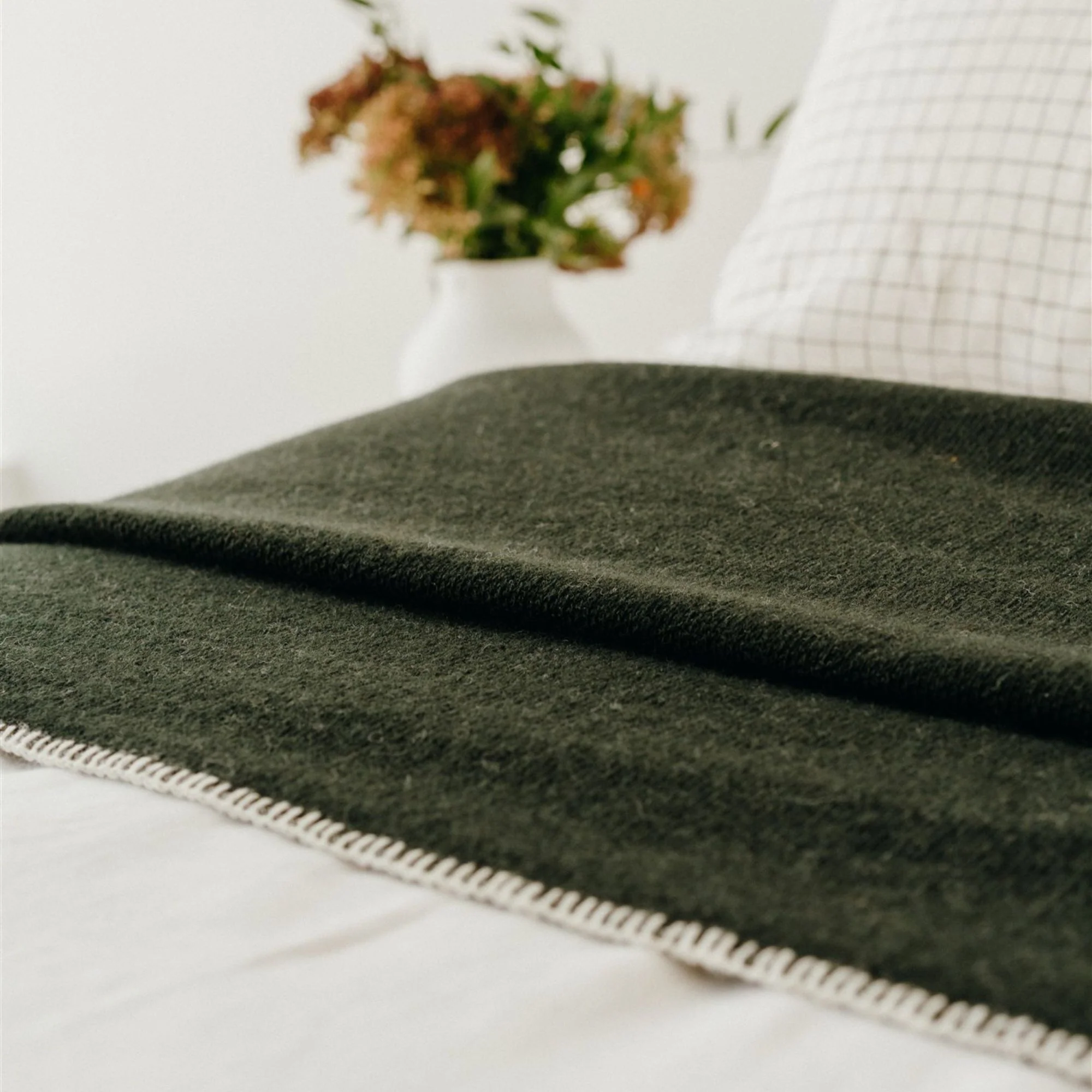 Moss Green Wool Blanket - Image 4