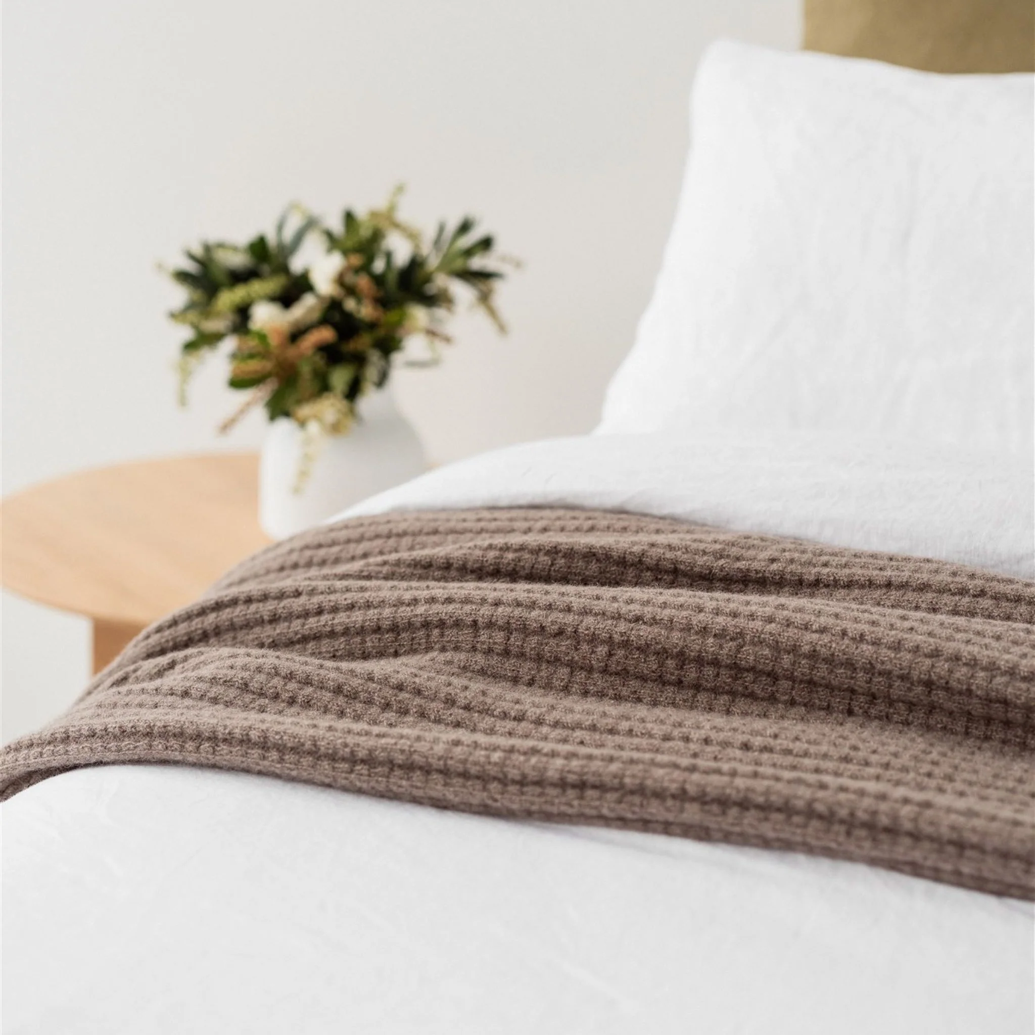 Mushroom Ribbed Wool Throw Blanket - Image 6