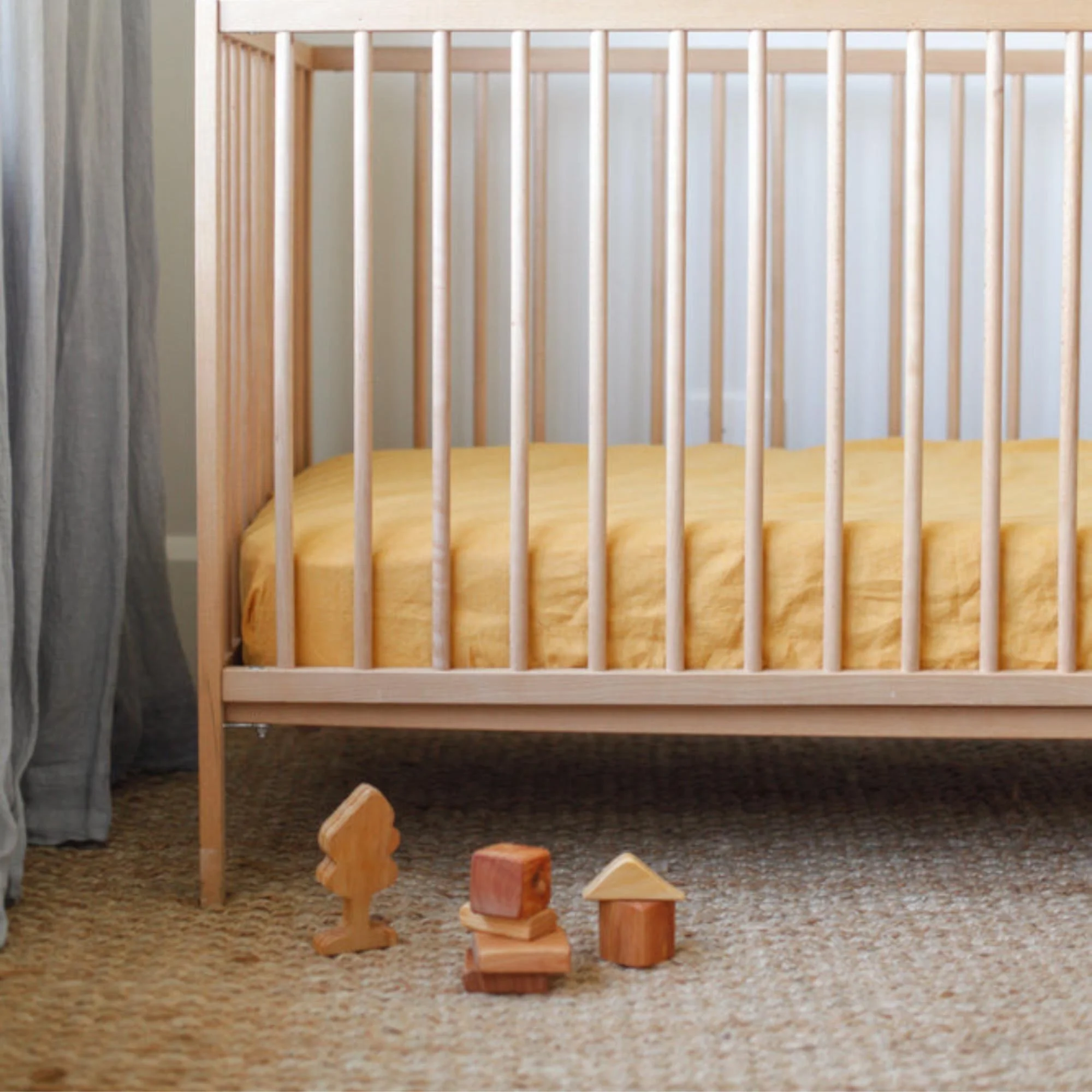 Mustard Yellow Linen Cot/Bassinet Sheet - Image 6