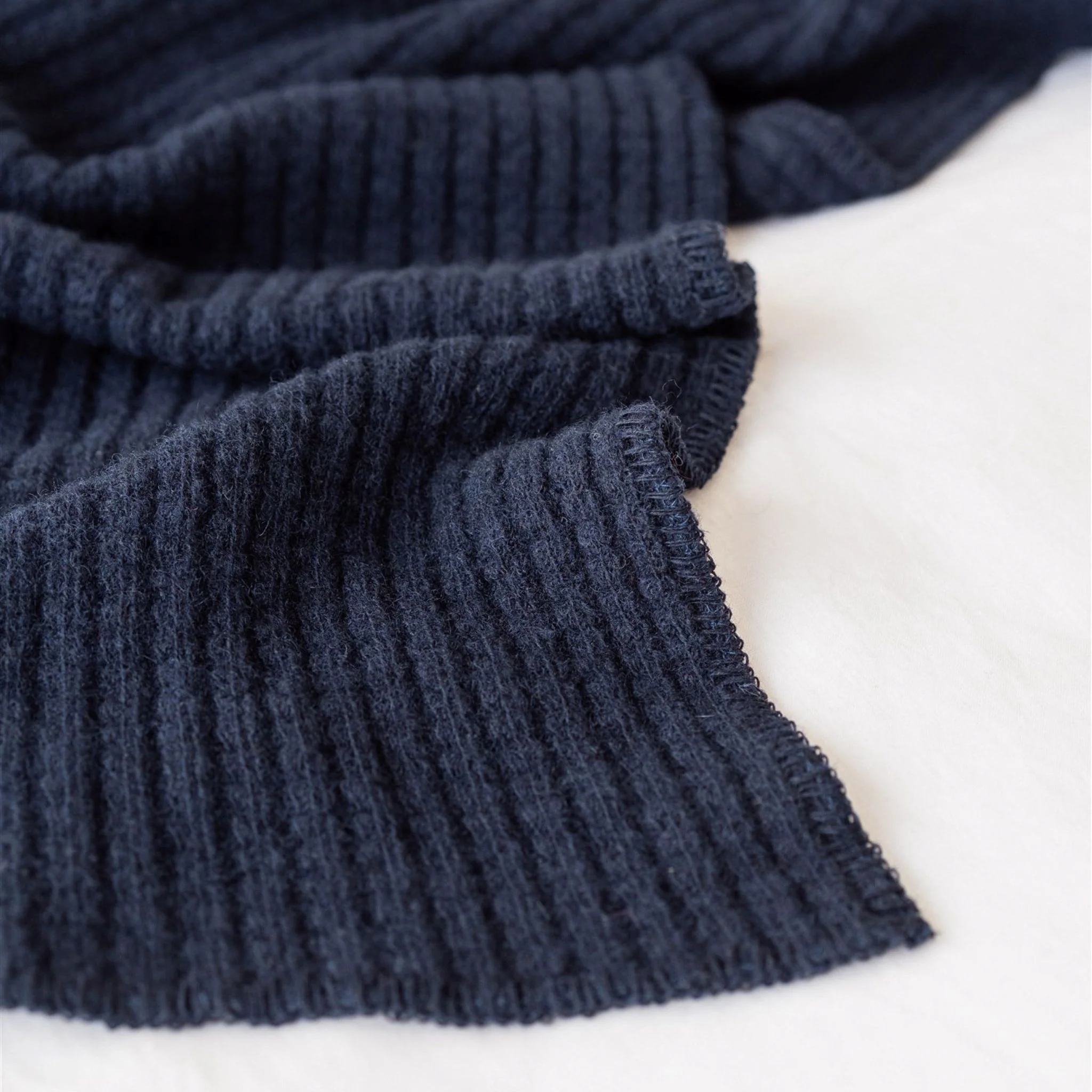 Navy Ribbed Wool Throw - Image 4