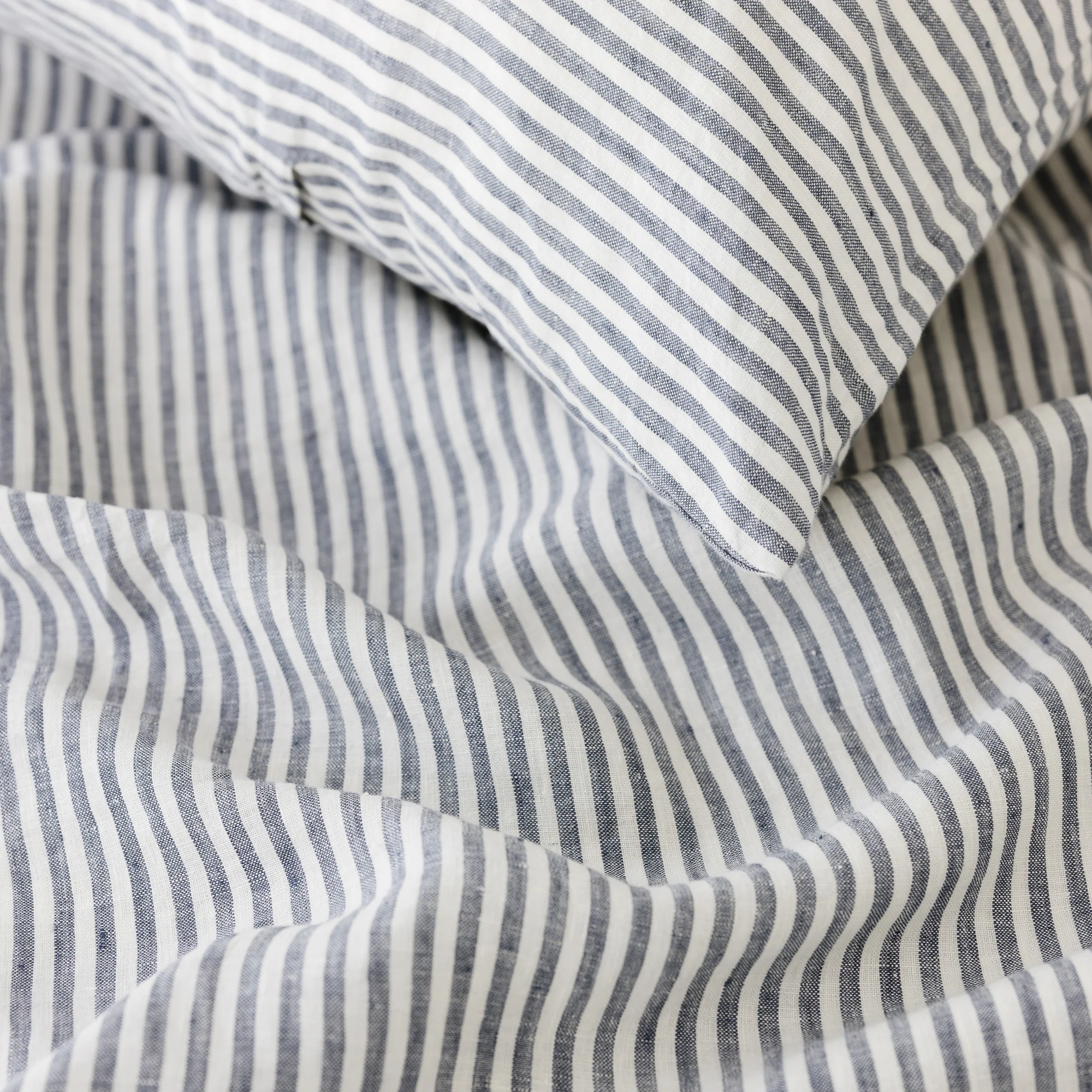 Navy Blue Stripes Linen Duvet - Image 6