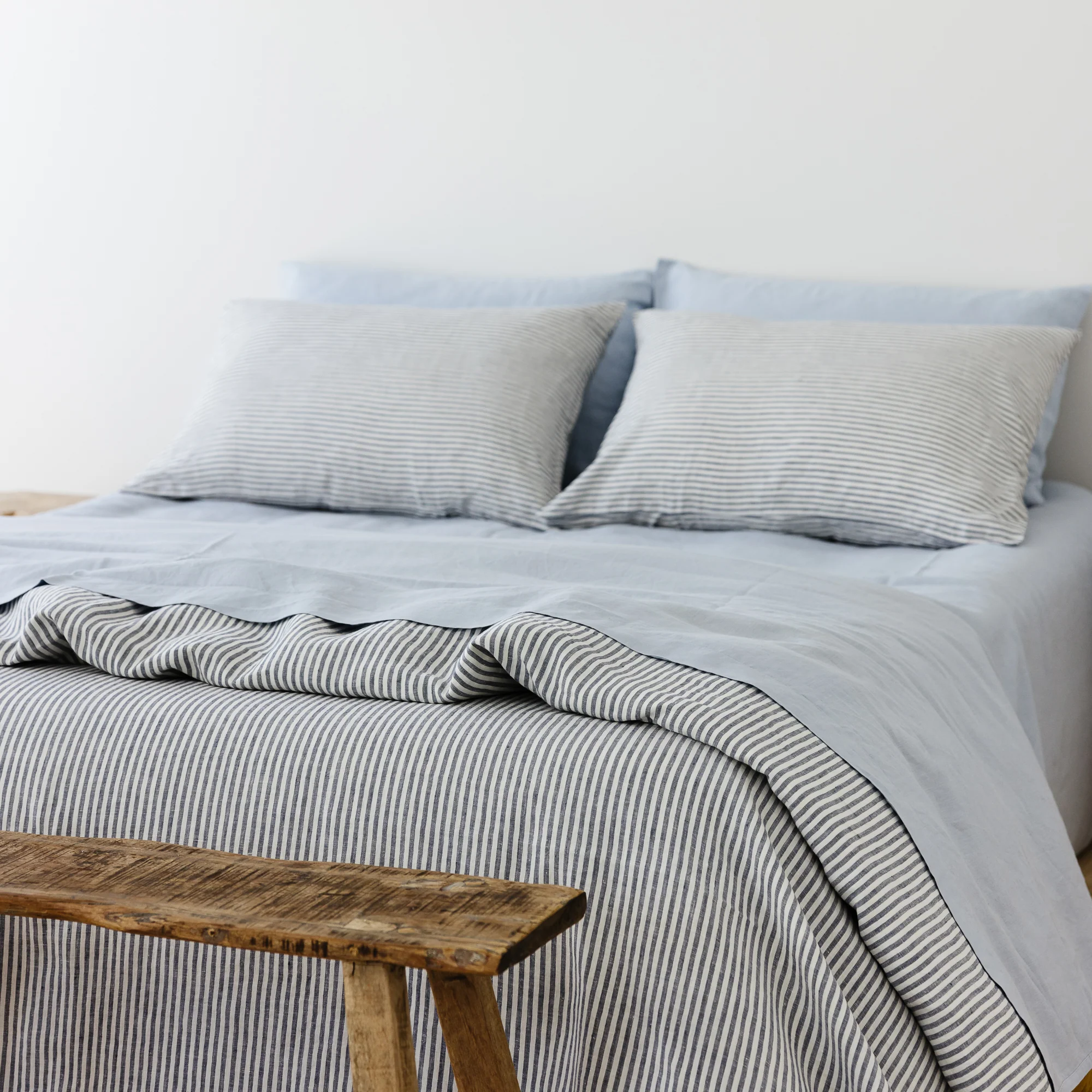 Navy Blue Stripes Linen Duvet - Image 7
