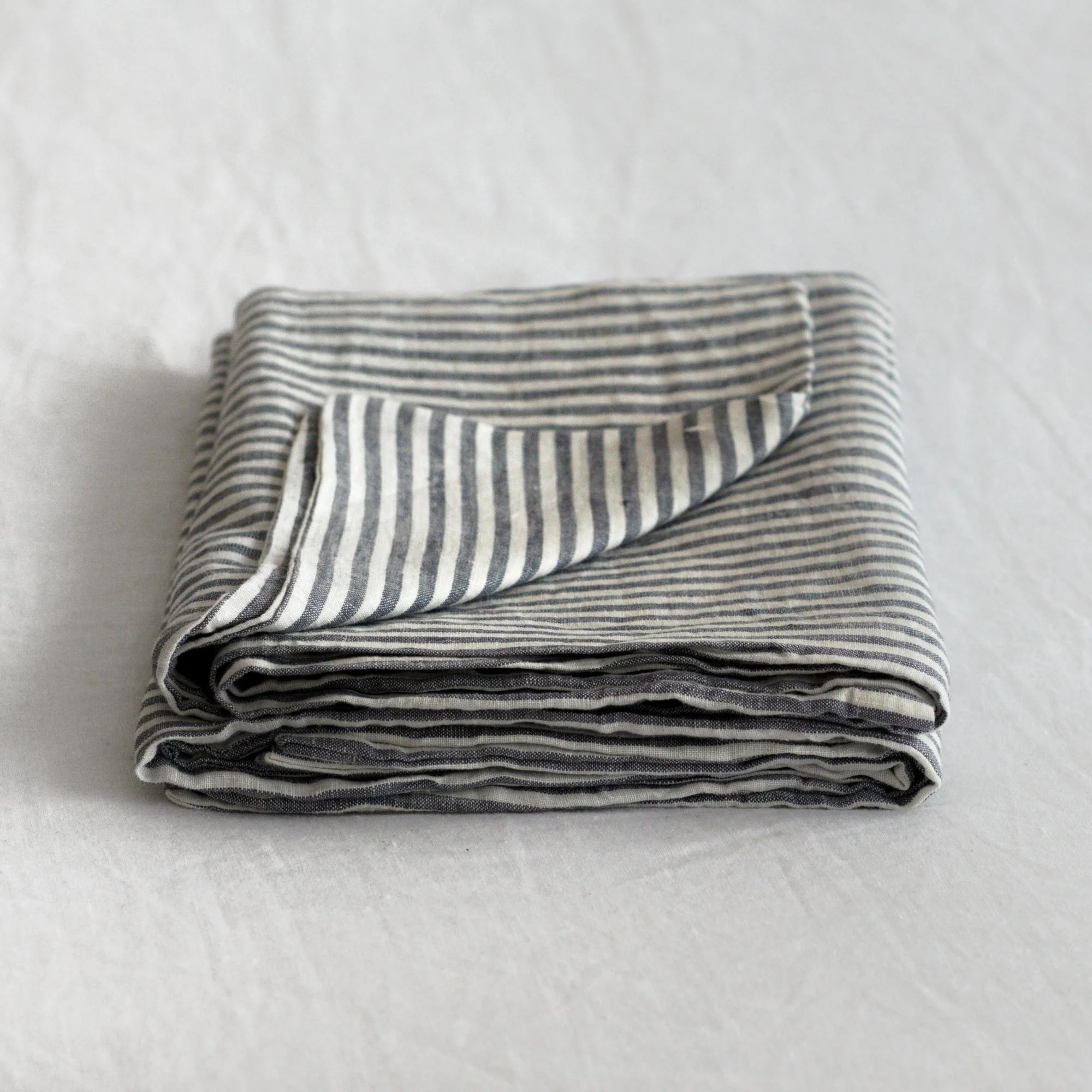 Navy Blue Stripes Linen Pillowcases - Image 10