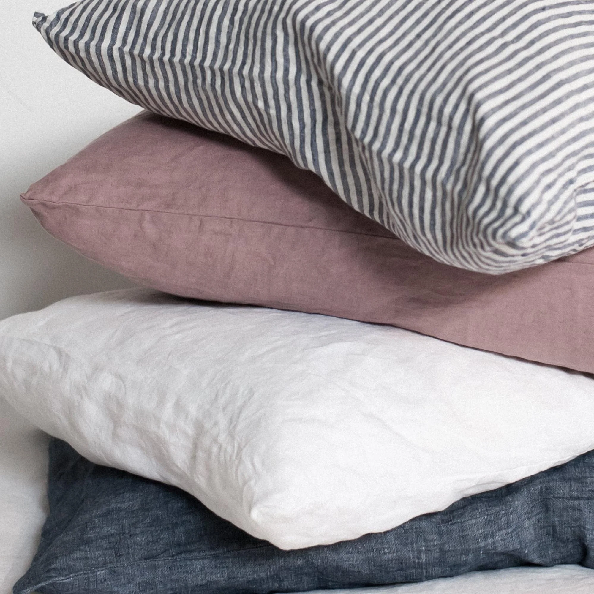 Navy Blue Stripes Linen Pillowcases - Image 12