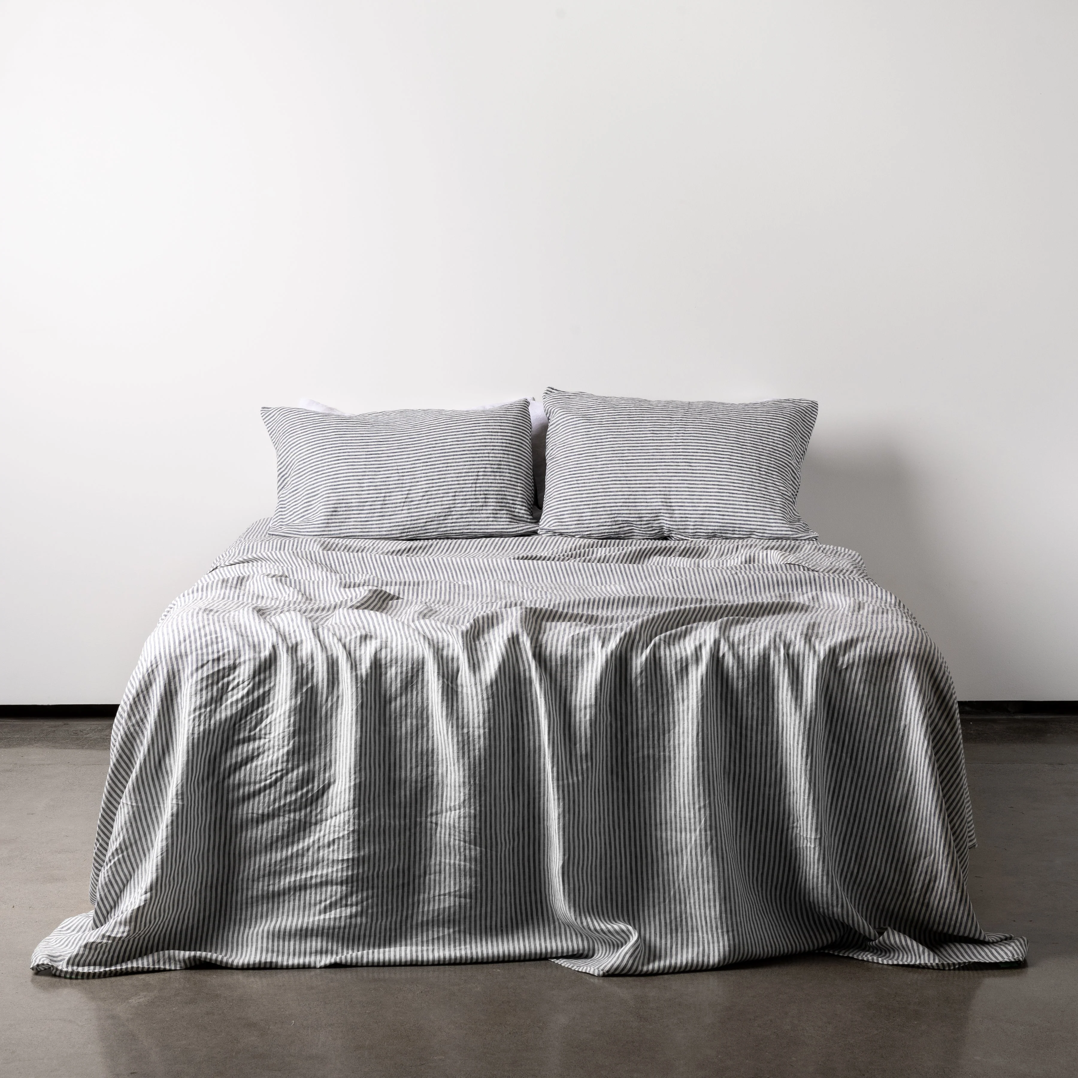 Navy Blue Stripes Linen Pillowcases - Image 6