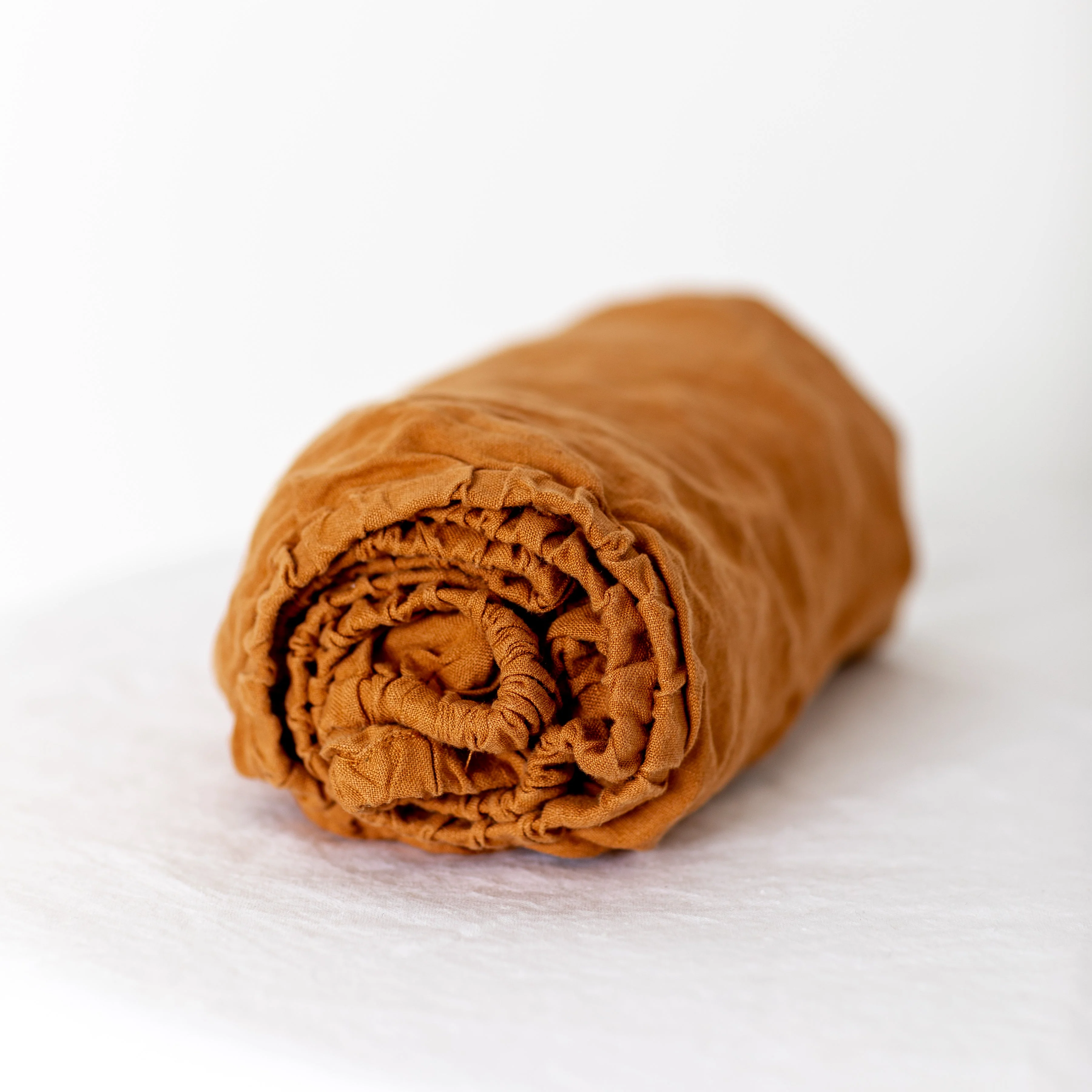 Ochre Linen Cot/Bassinet Sheet - Image 3