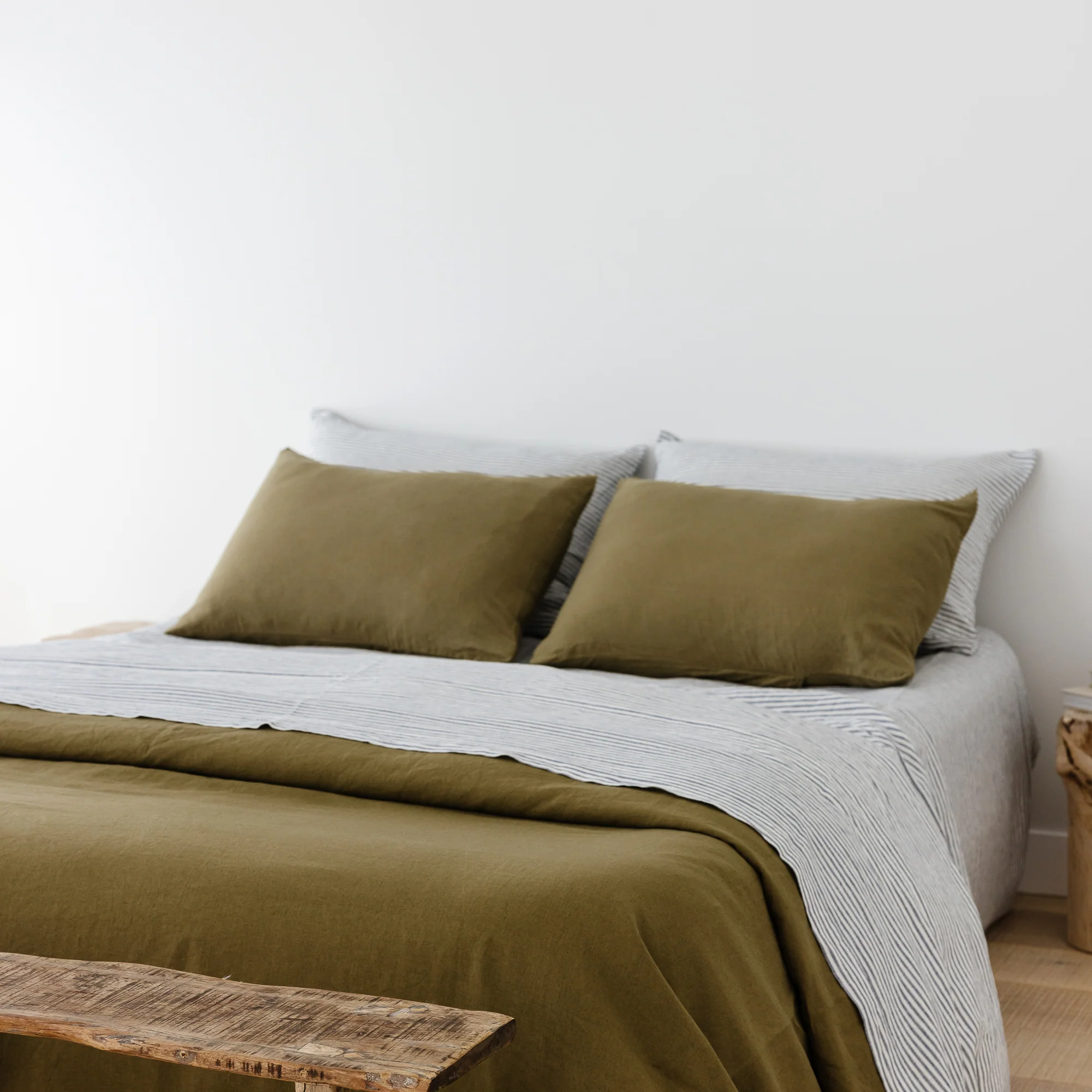 Olive Green Linen Duvet - Image 3