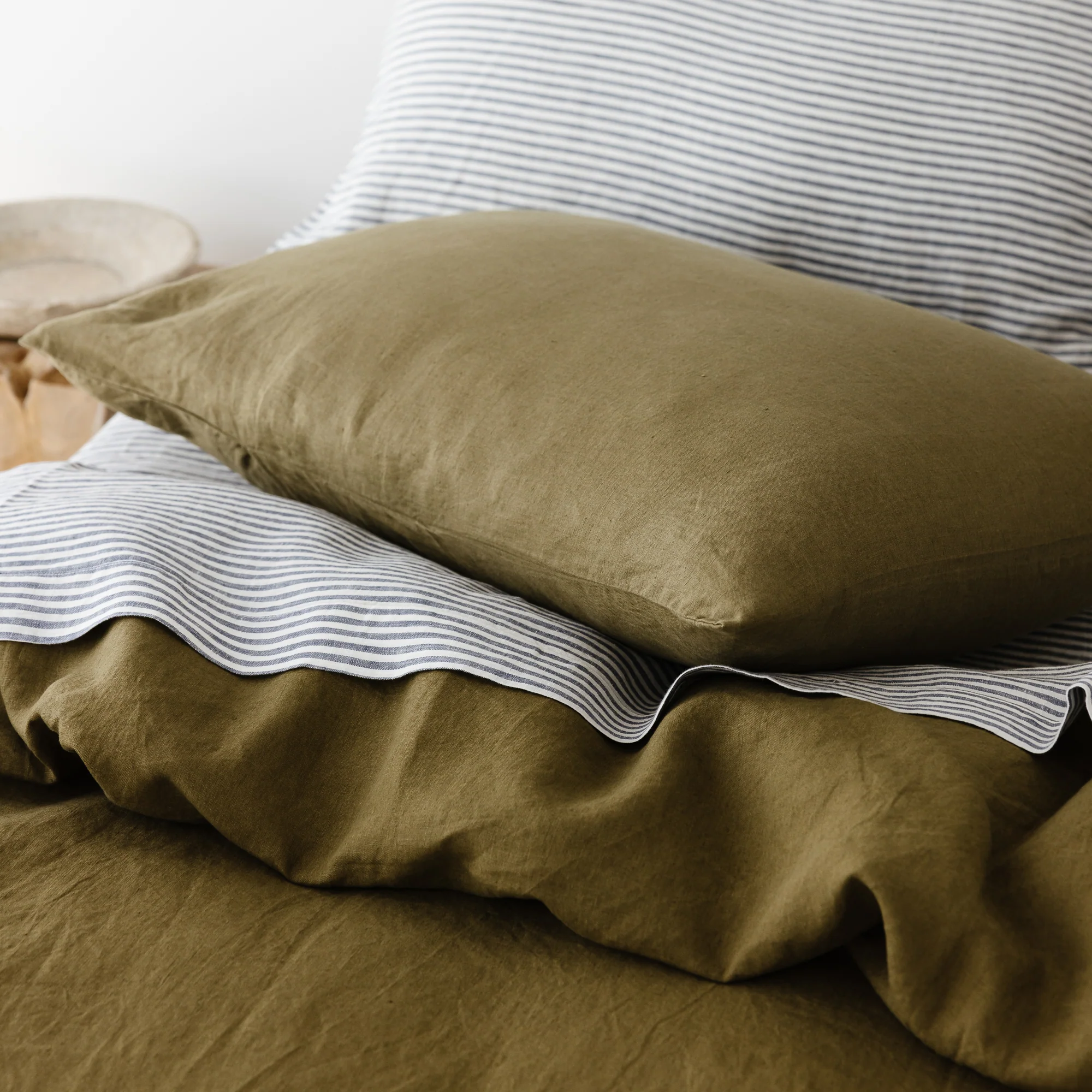 Olive Green Linen Duvet - Image 4