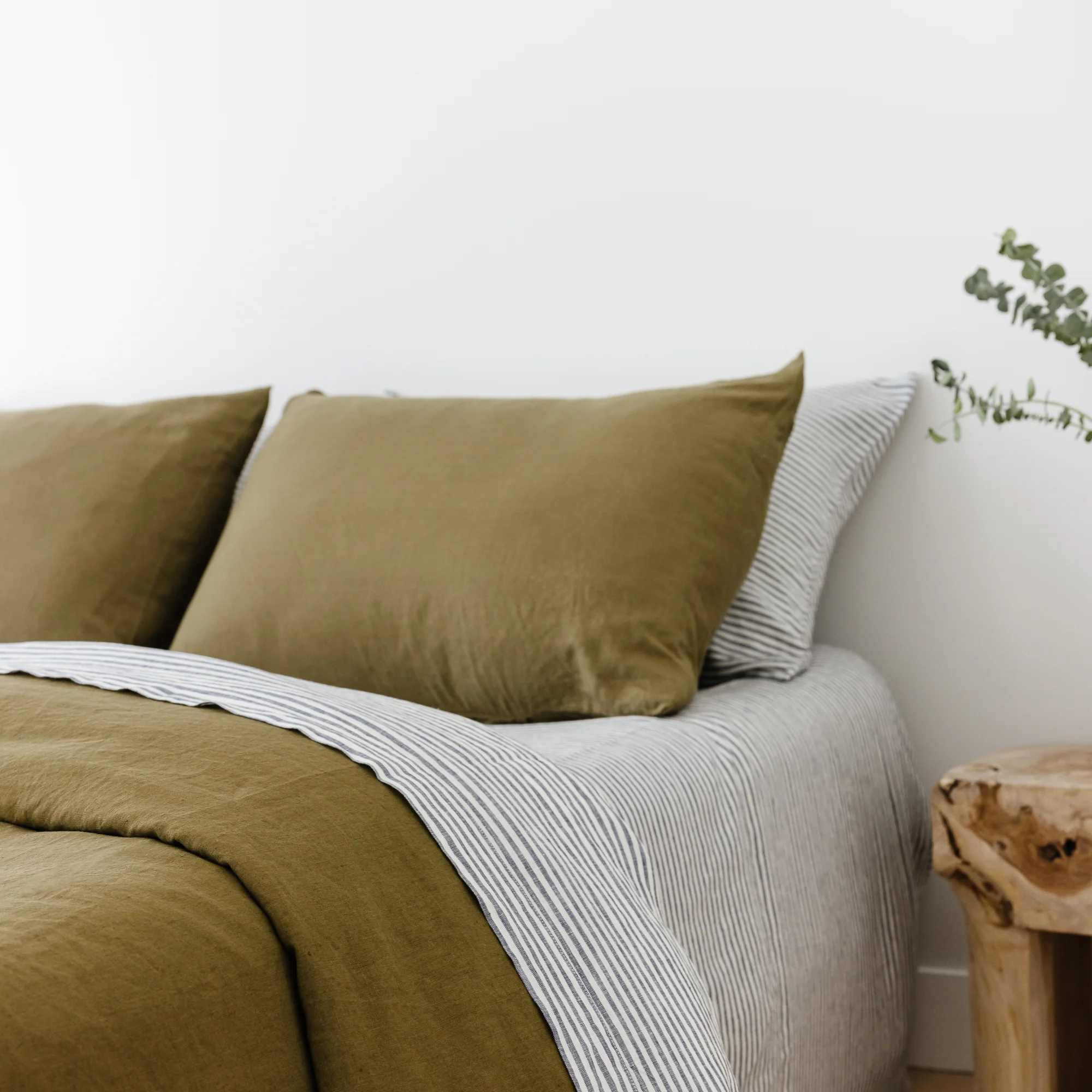 Olive Green Linen Duvet - Image 7