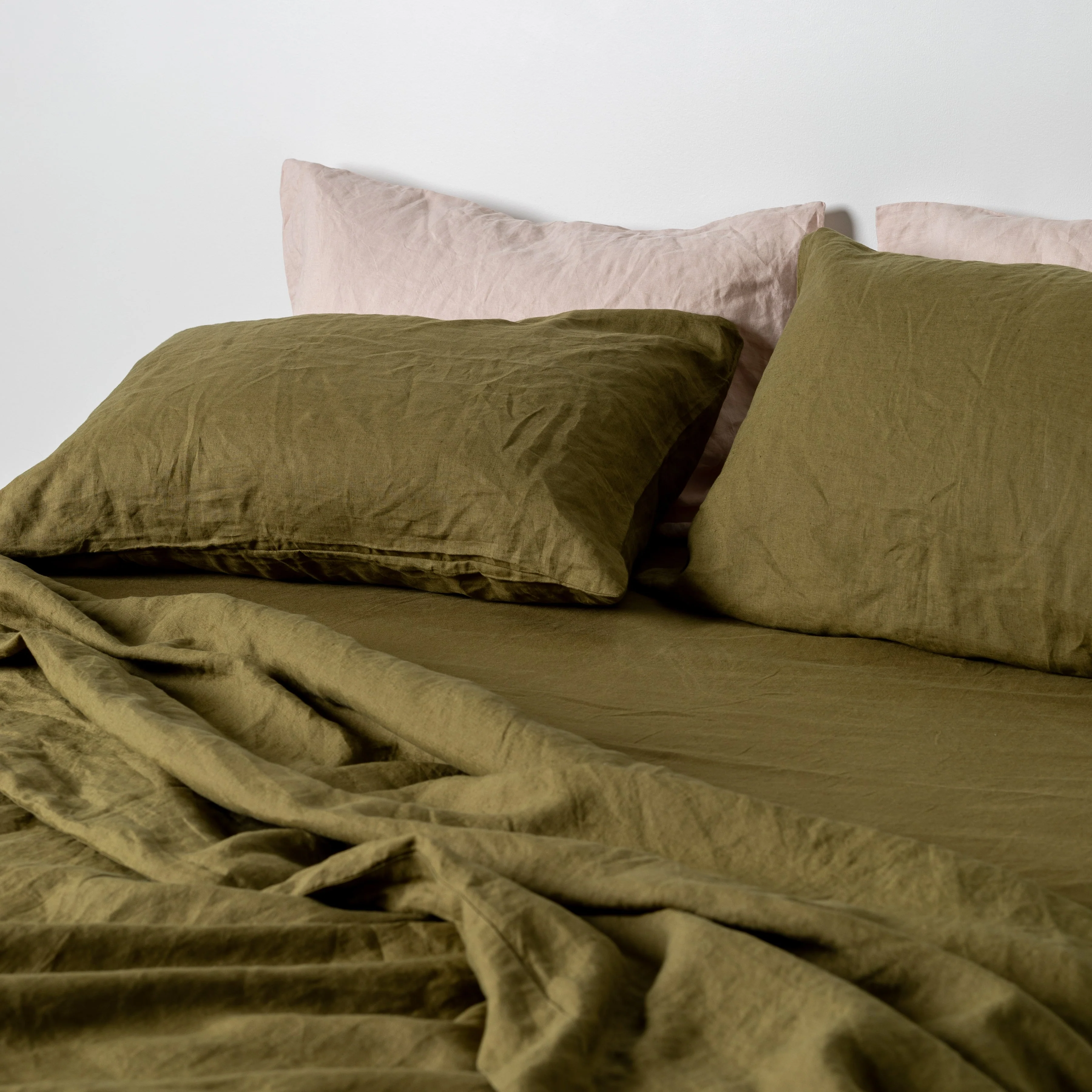 Olive Green Linen Sheet Set - Image 3