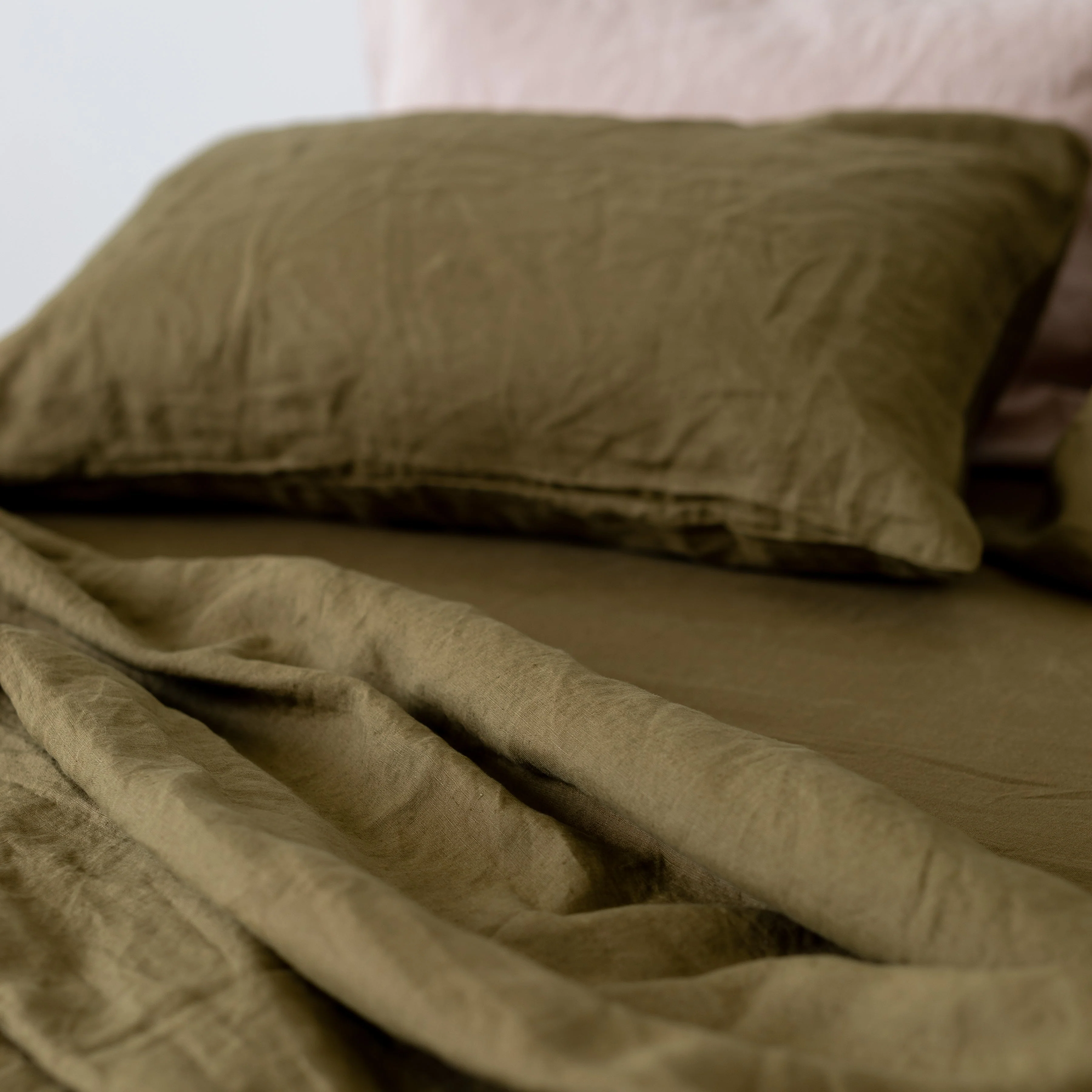 Olive Green Linen Sheet Set - Image 5