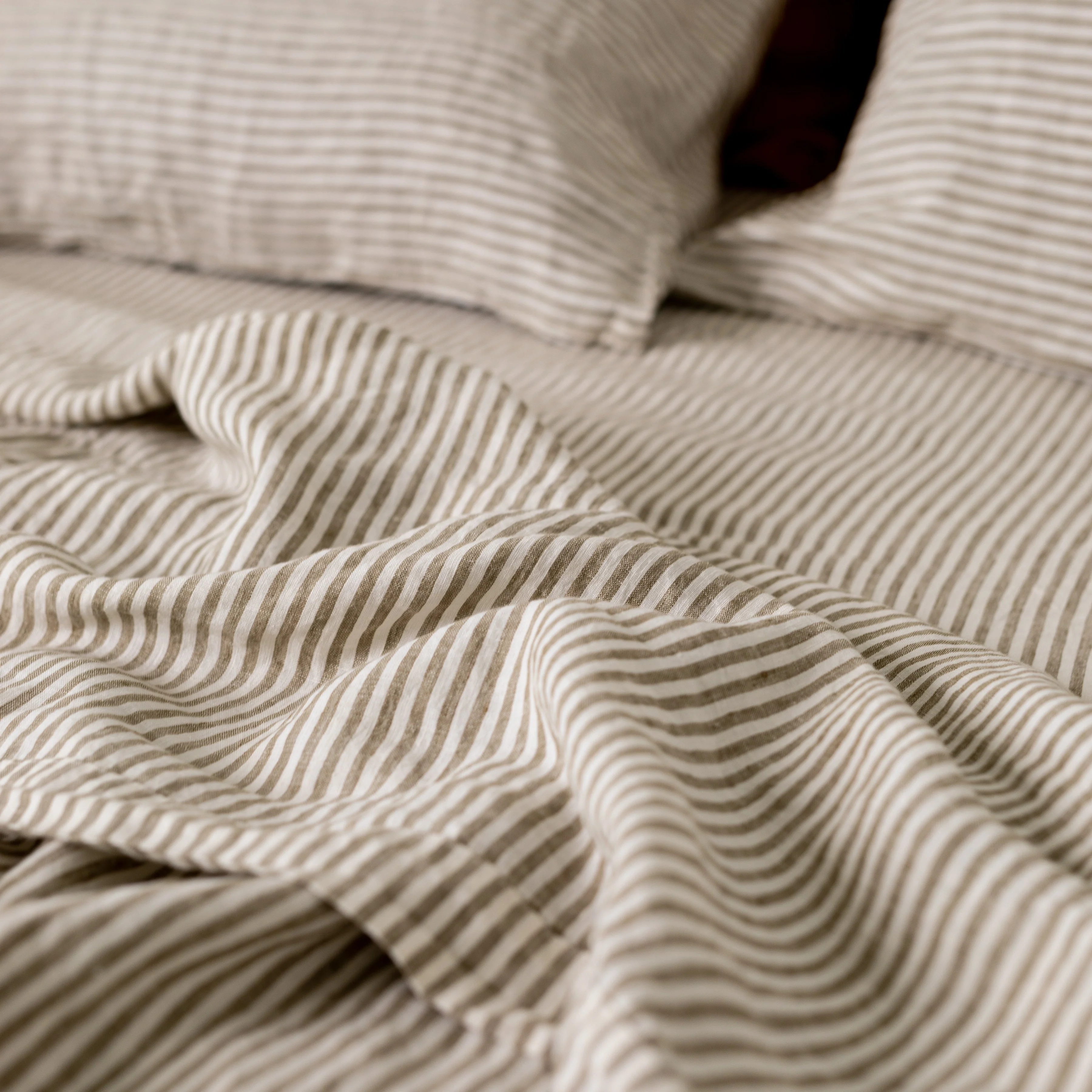 Olive Stripes Linen Fitted Sheet - Image 6