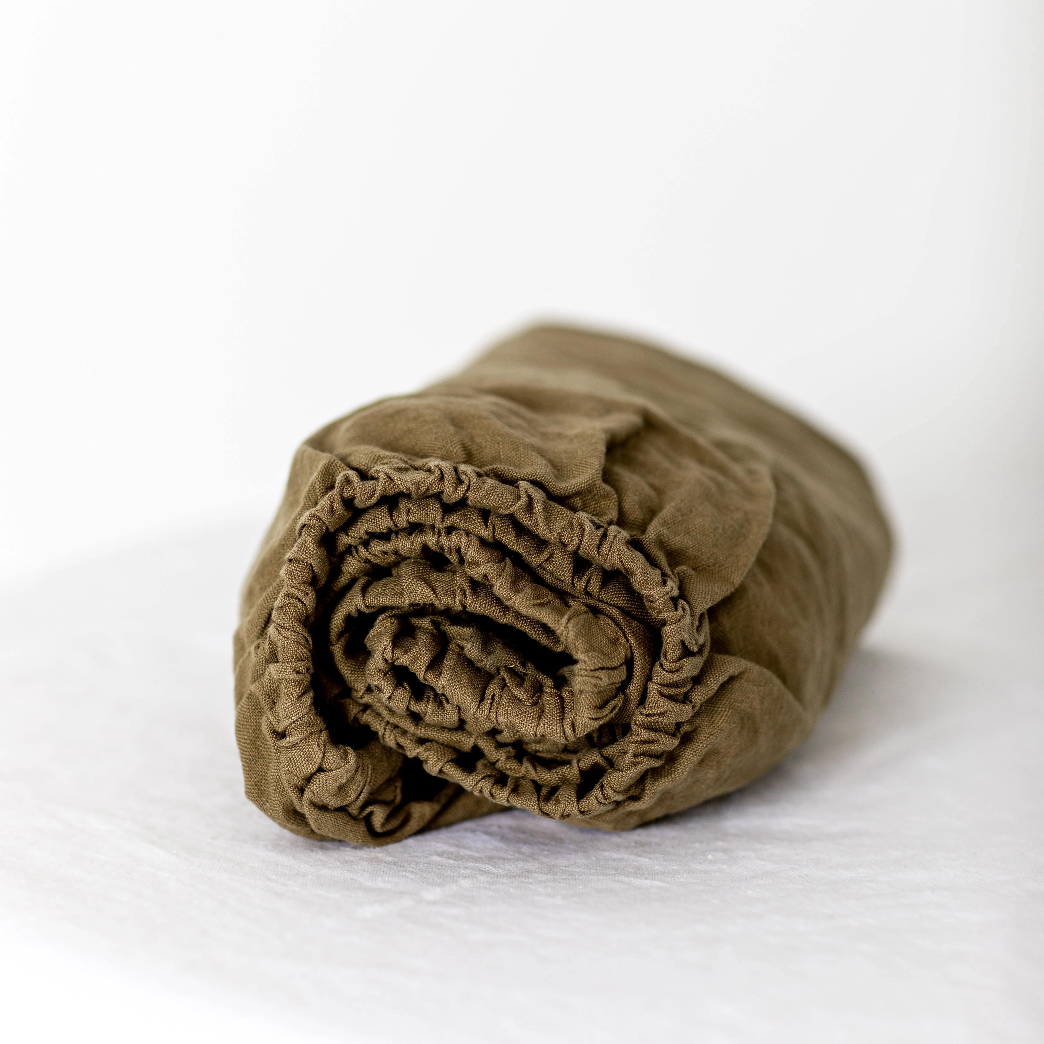 Olive Linen Cot/Bassinet Sheet - Image 5