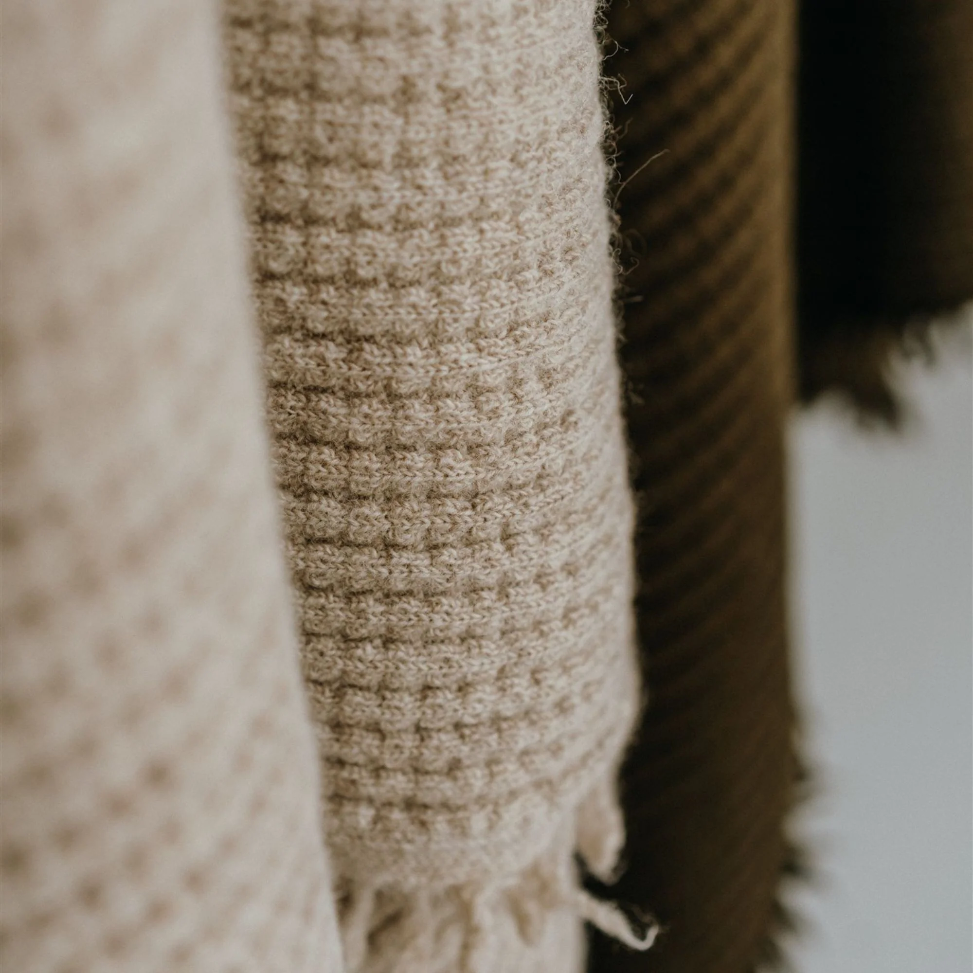 Olive Green Ribbed Wool Throw Blanket - Image 12