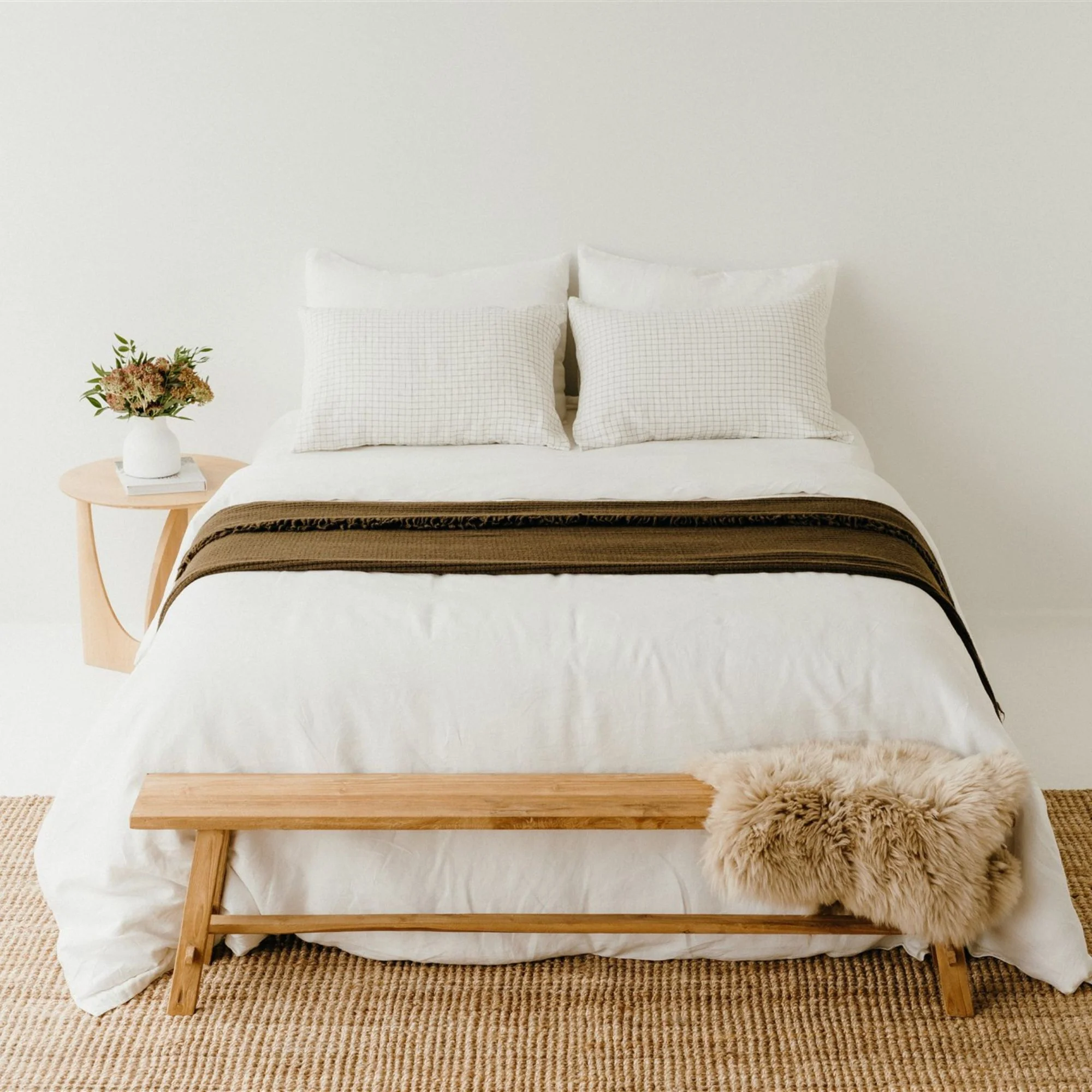 Olive Green Ribbed Wool Throw Blanket - Image 4