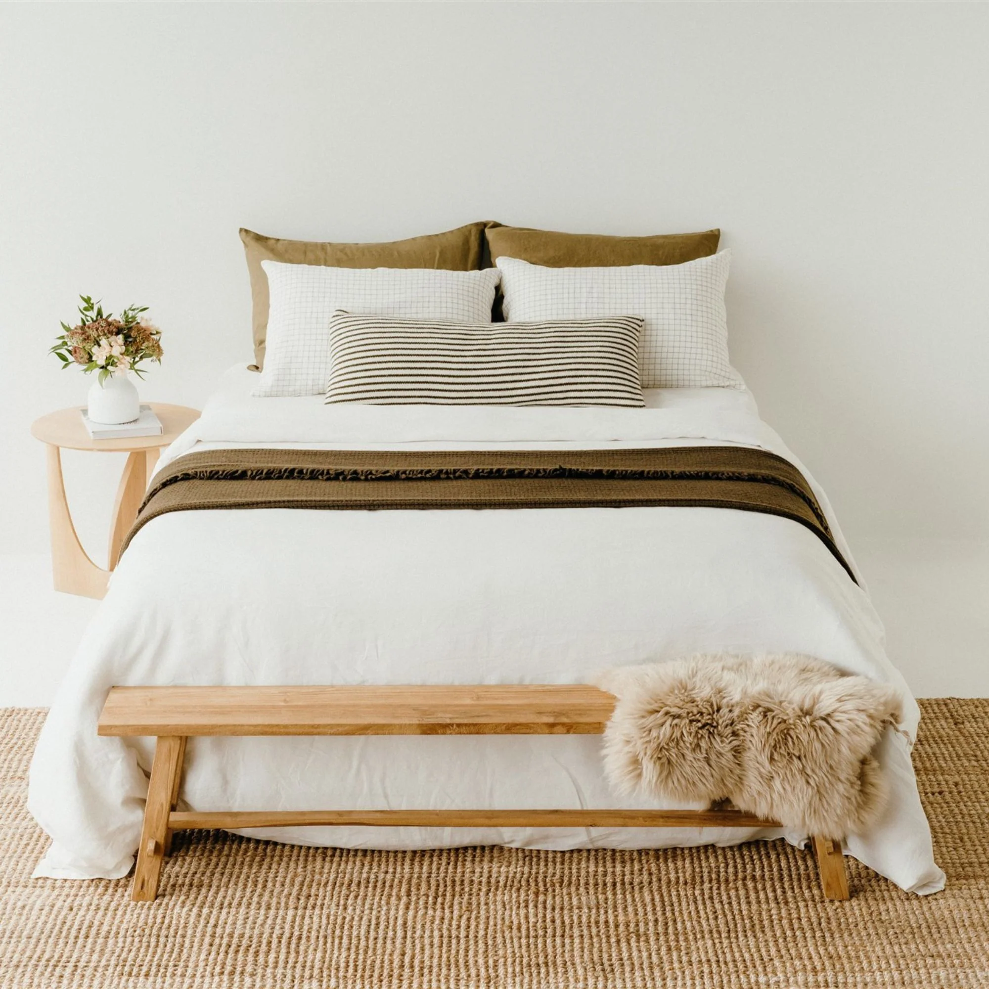 Olive Green Ribbed Wool Throw Blanket - Image 5