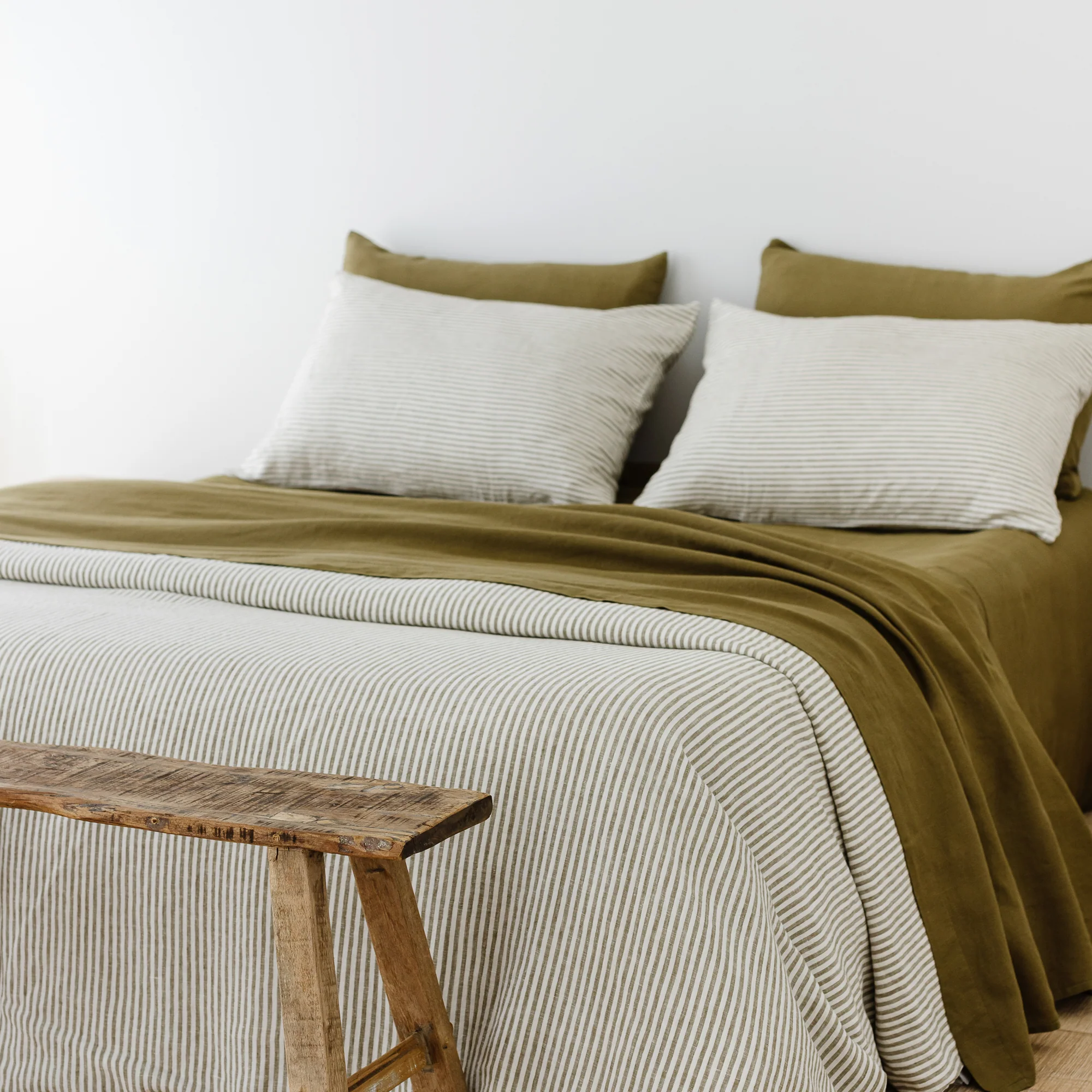 Olive Stripes Linen Duvet - Image 3