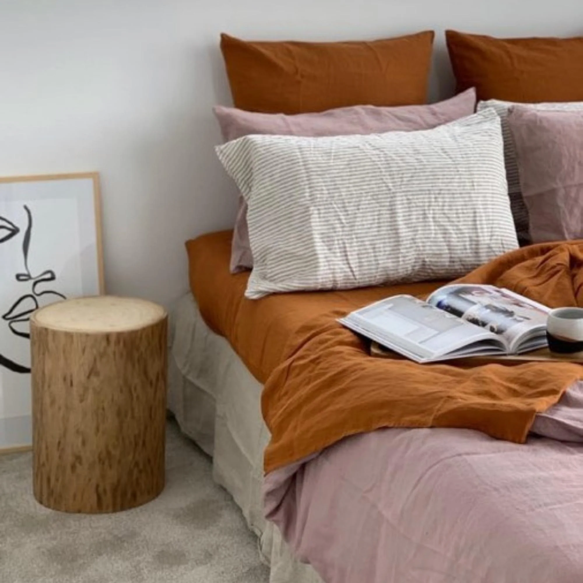 Rosewood Pink Linen Duvet - Image 11