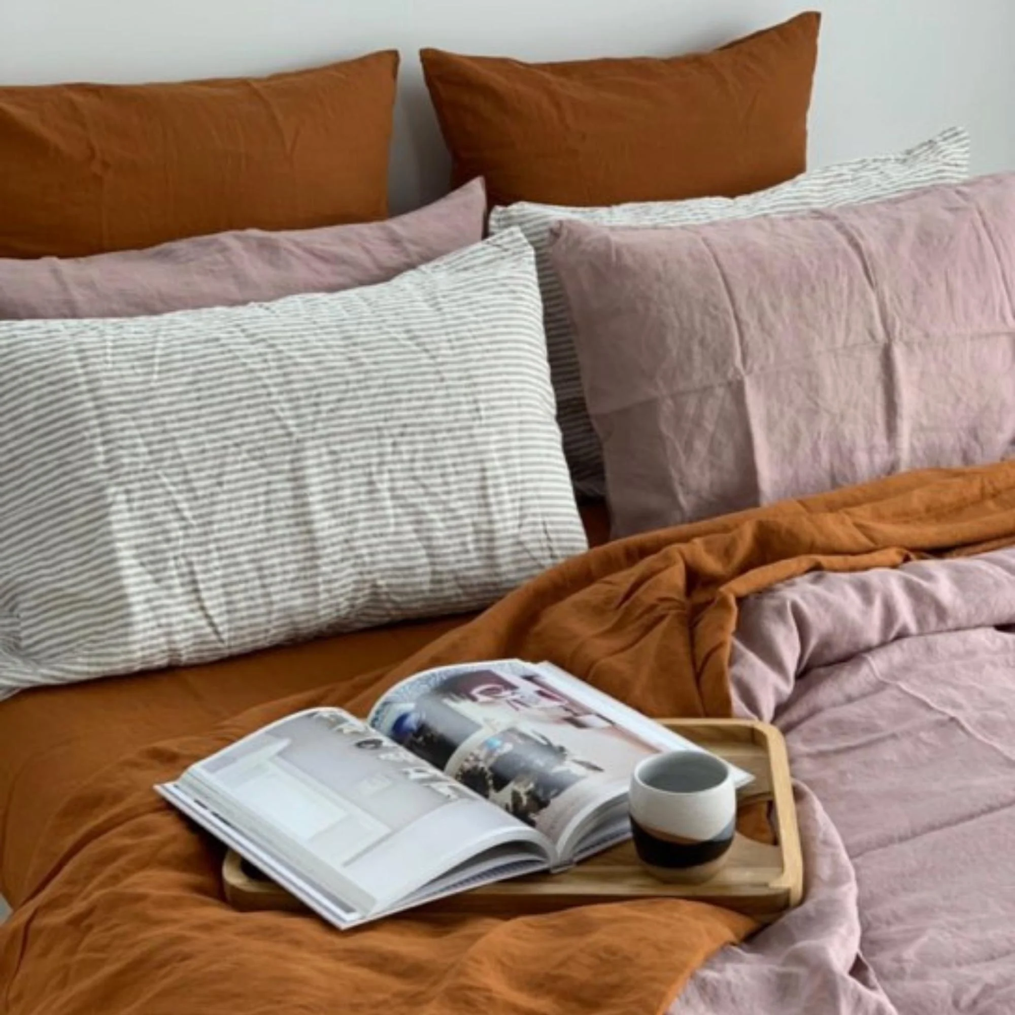 Rosewood Pink Linen Duvet - Image 12