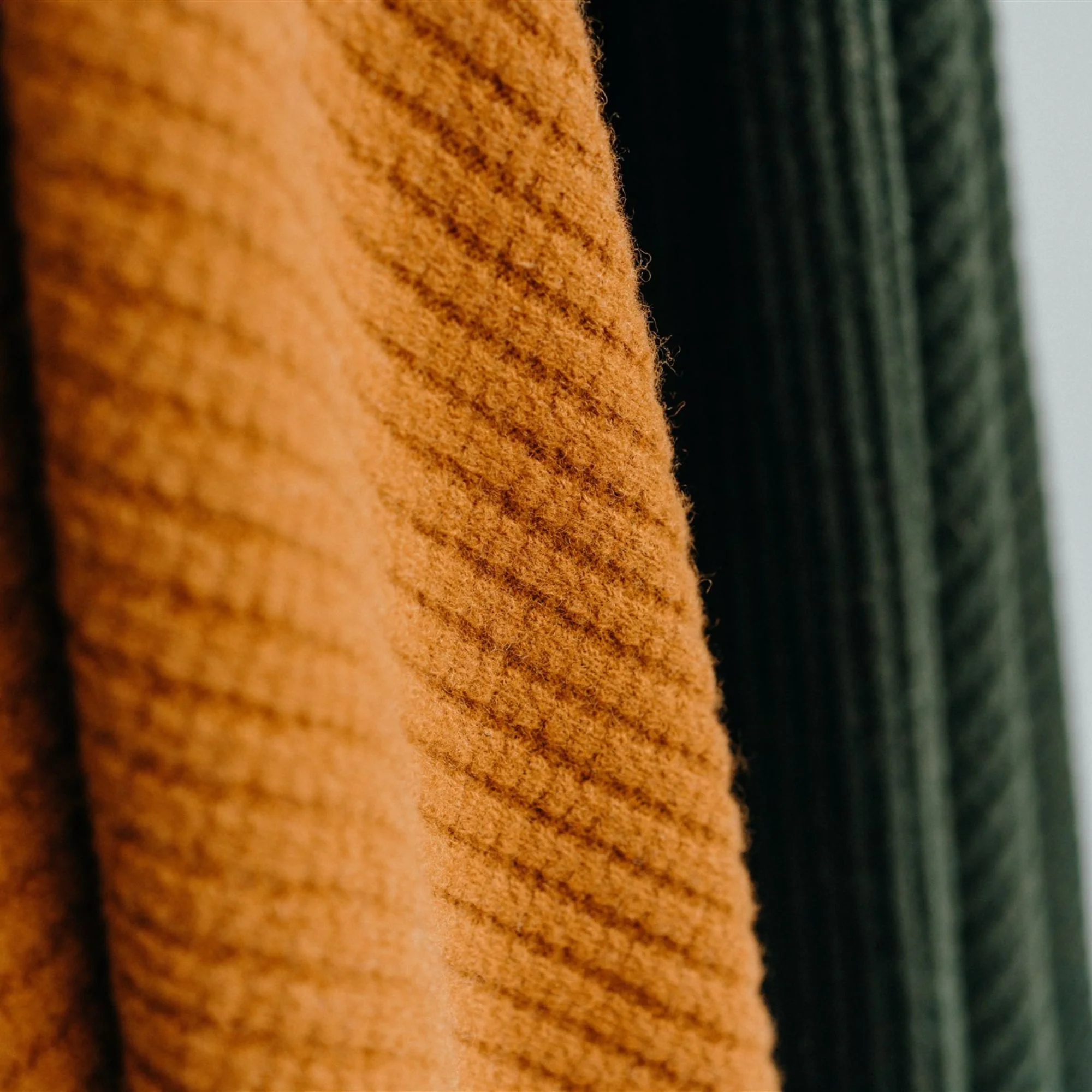 Rust Ribbed Wool Throw Blanket - Image 10