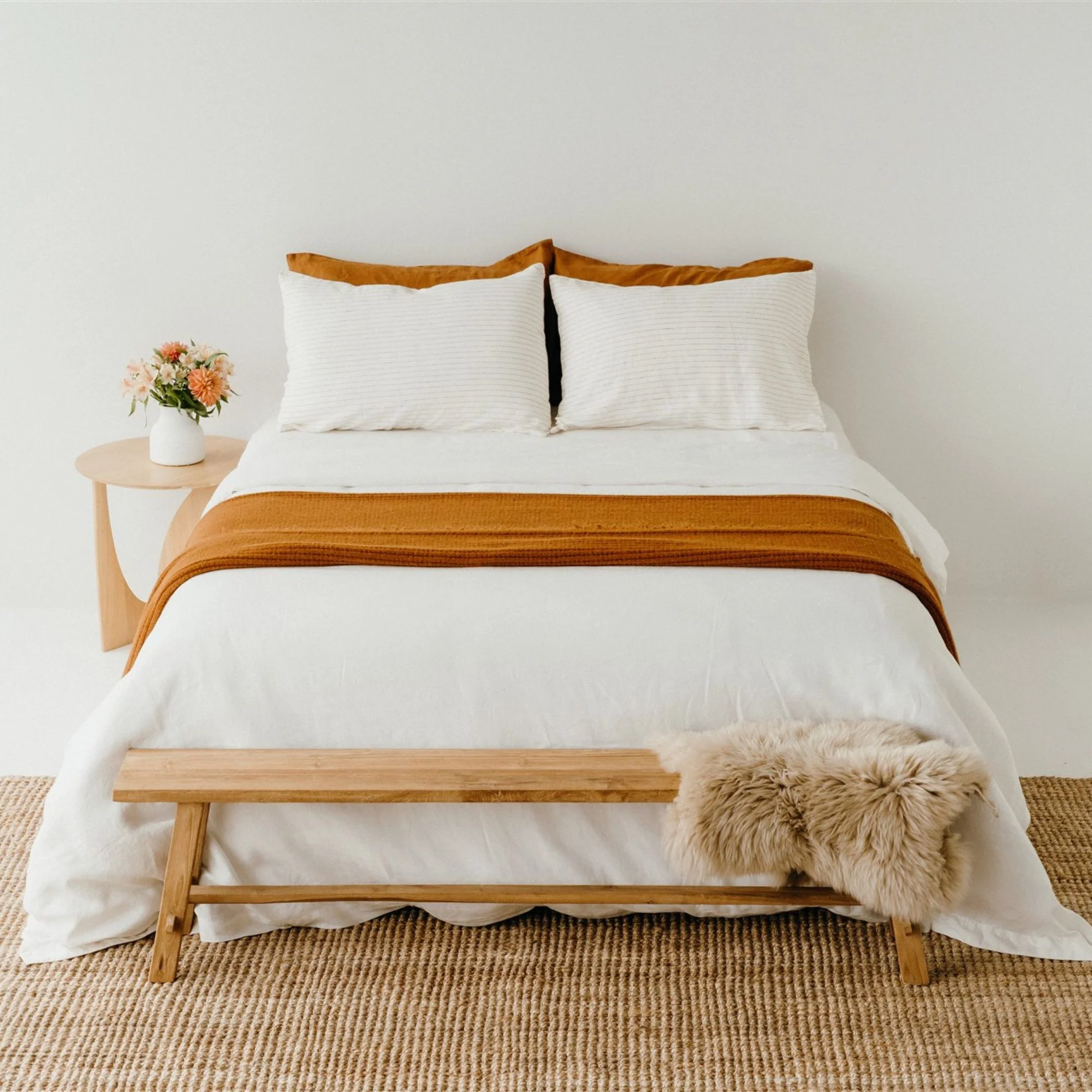 Rust Ribbed Wool Throw Blanket - Image 3