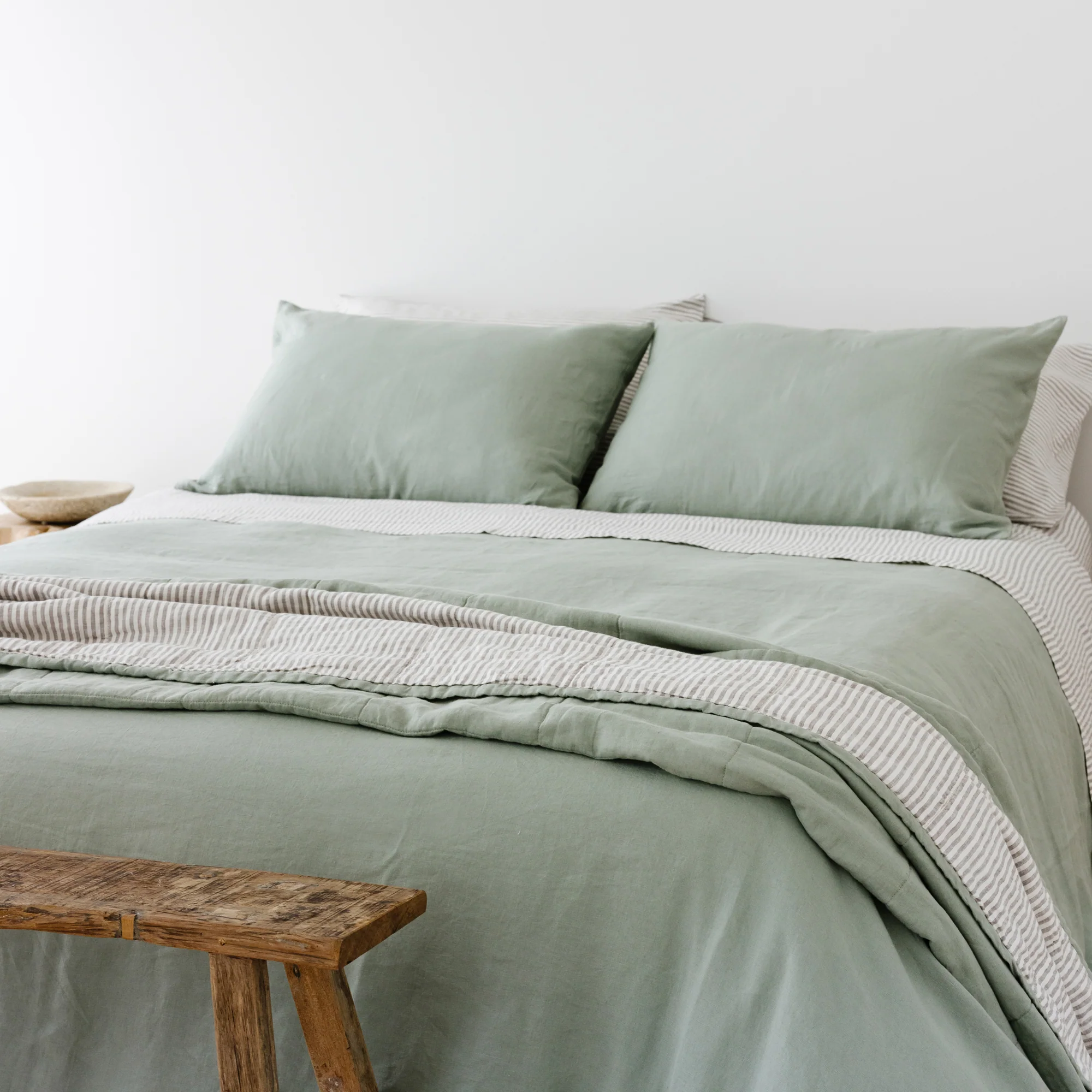 Sage Green Linen Pillowcases - Image 4