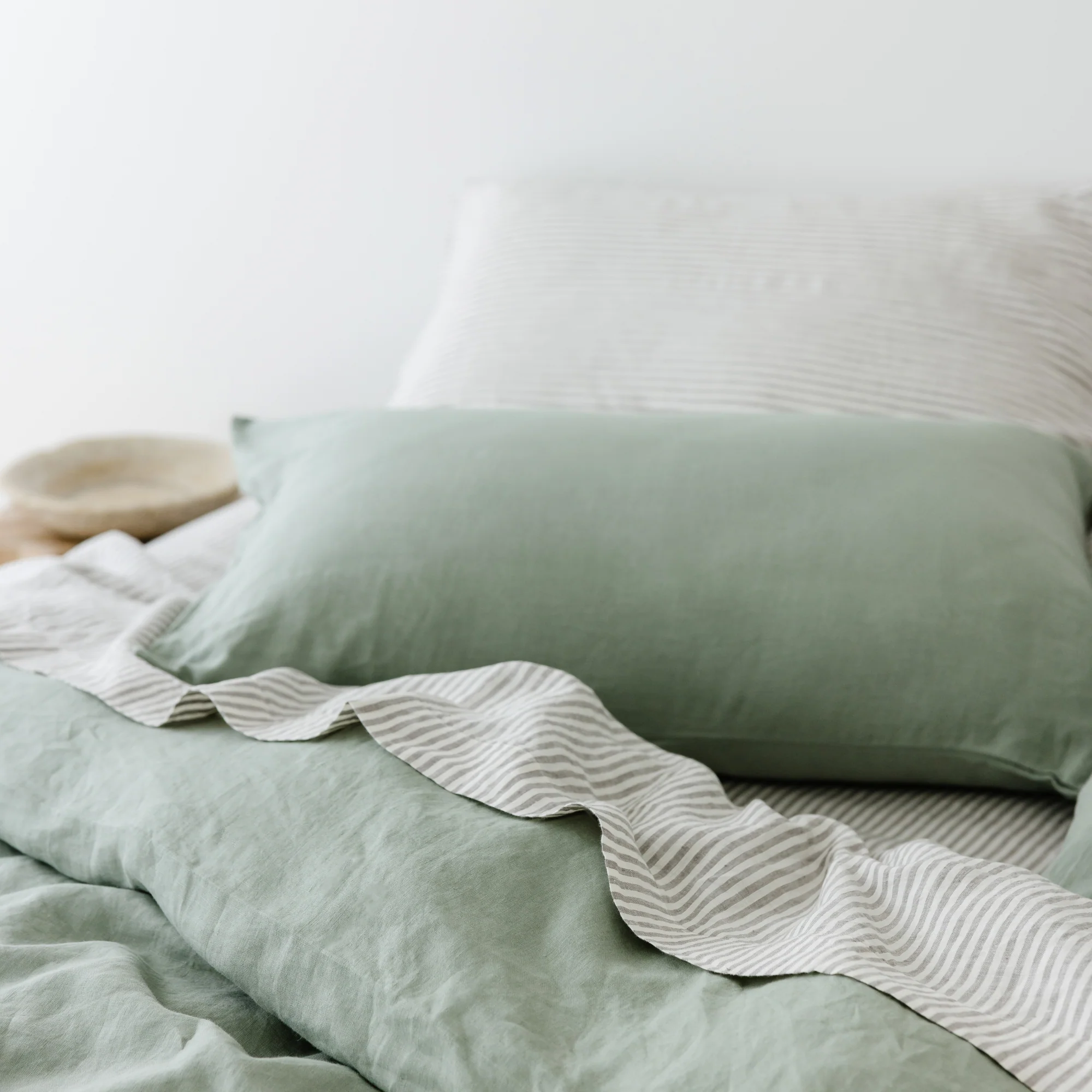 Sage Green Linen Pillowcases - Image 5