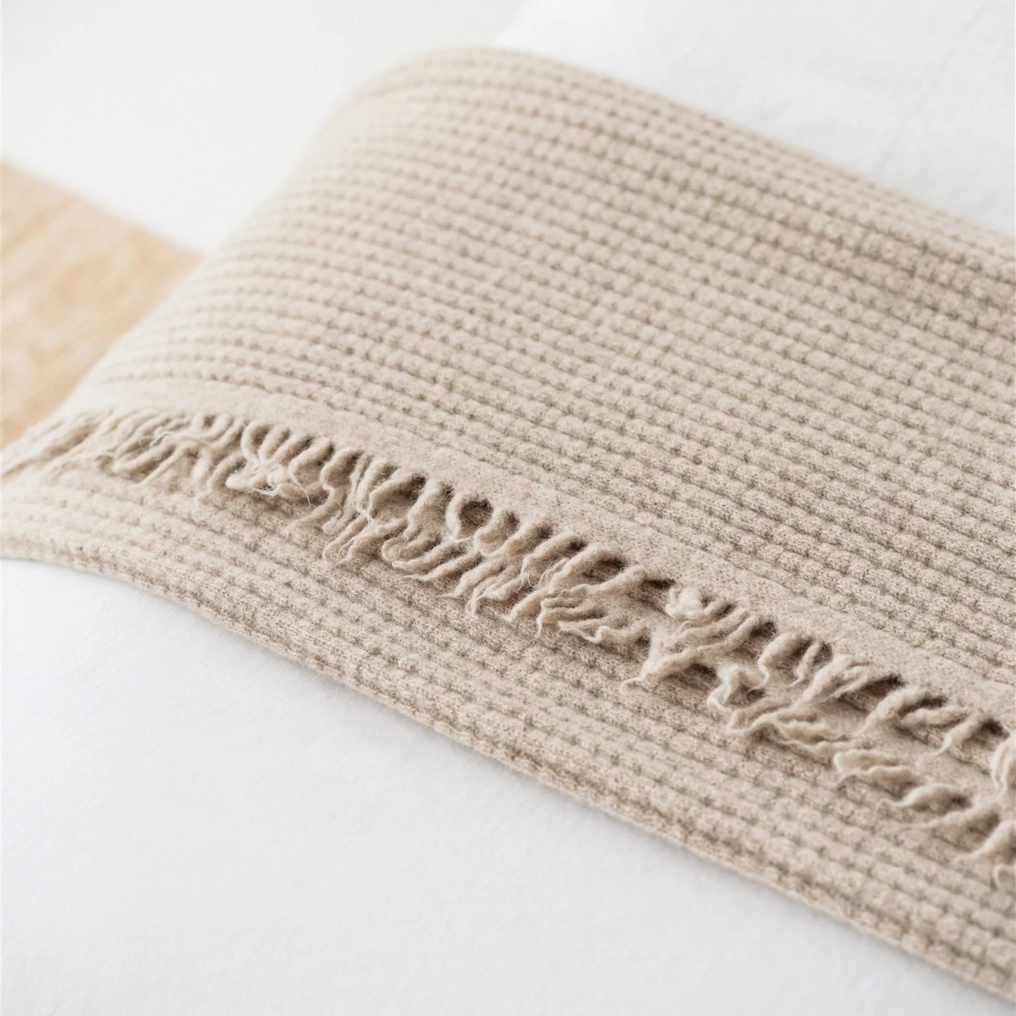 Sand Ribbed Wool Throw Blanket - Image 4
