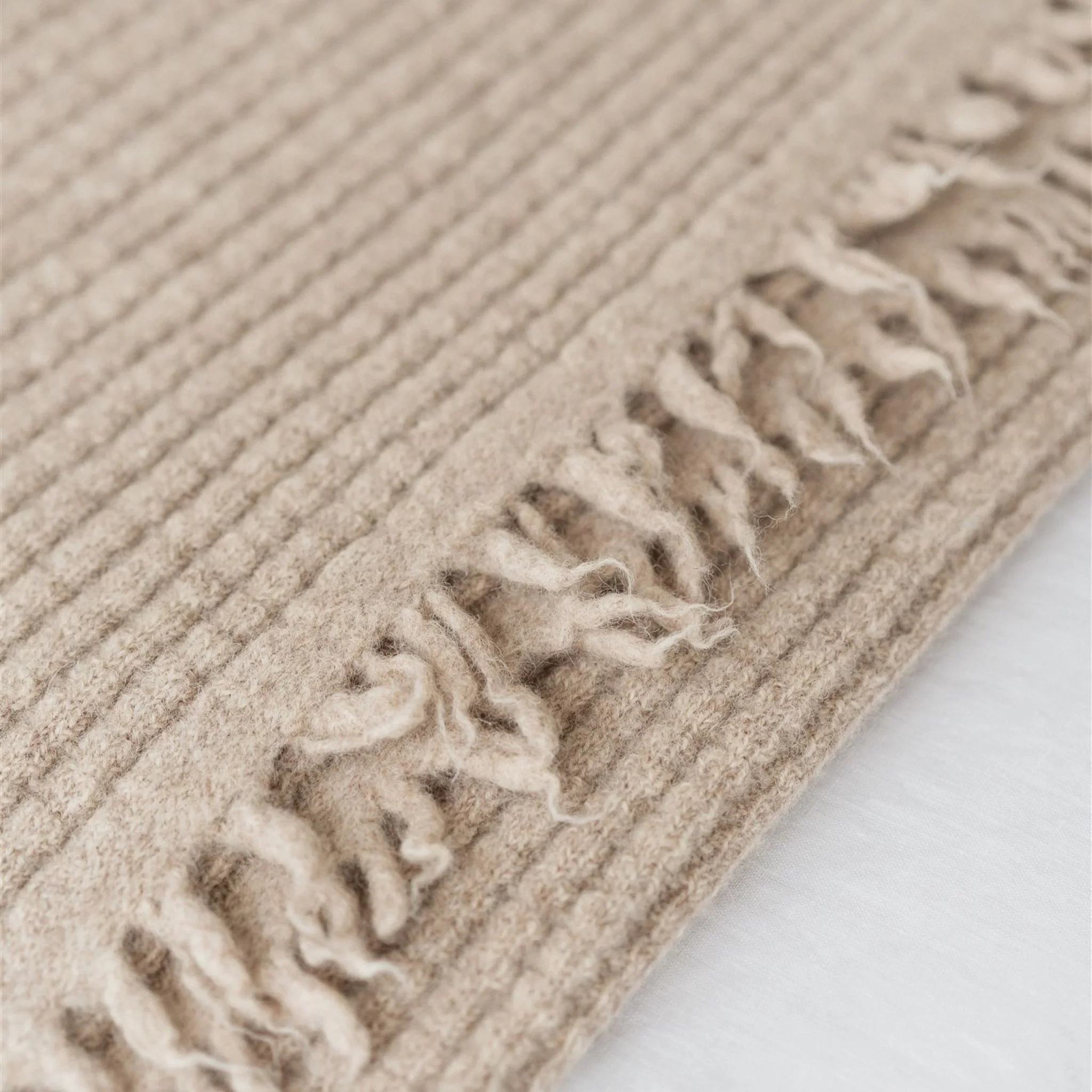 Sand Ribbed Wool Throw Blanket - Image 6