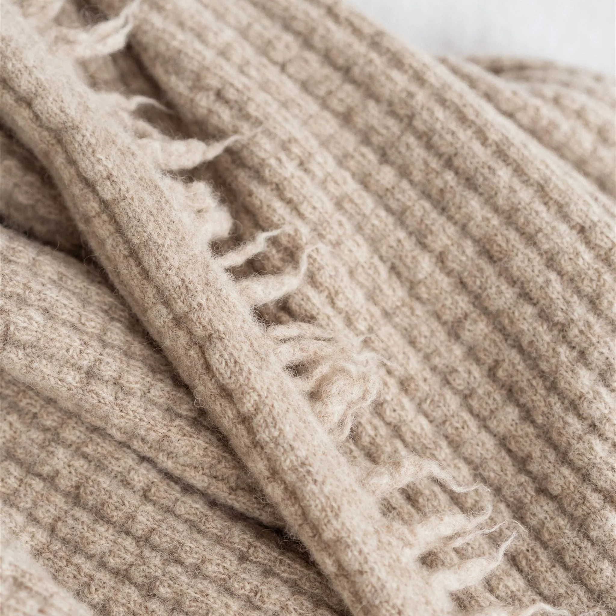 Sand Ribbed Wool Throw Blanket - Image 8